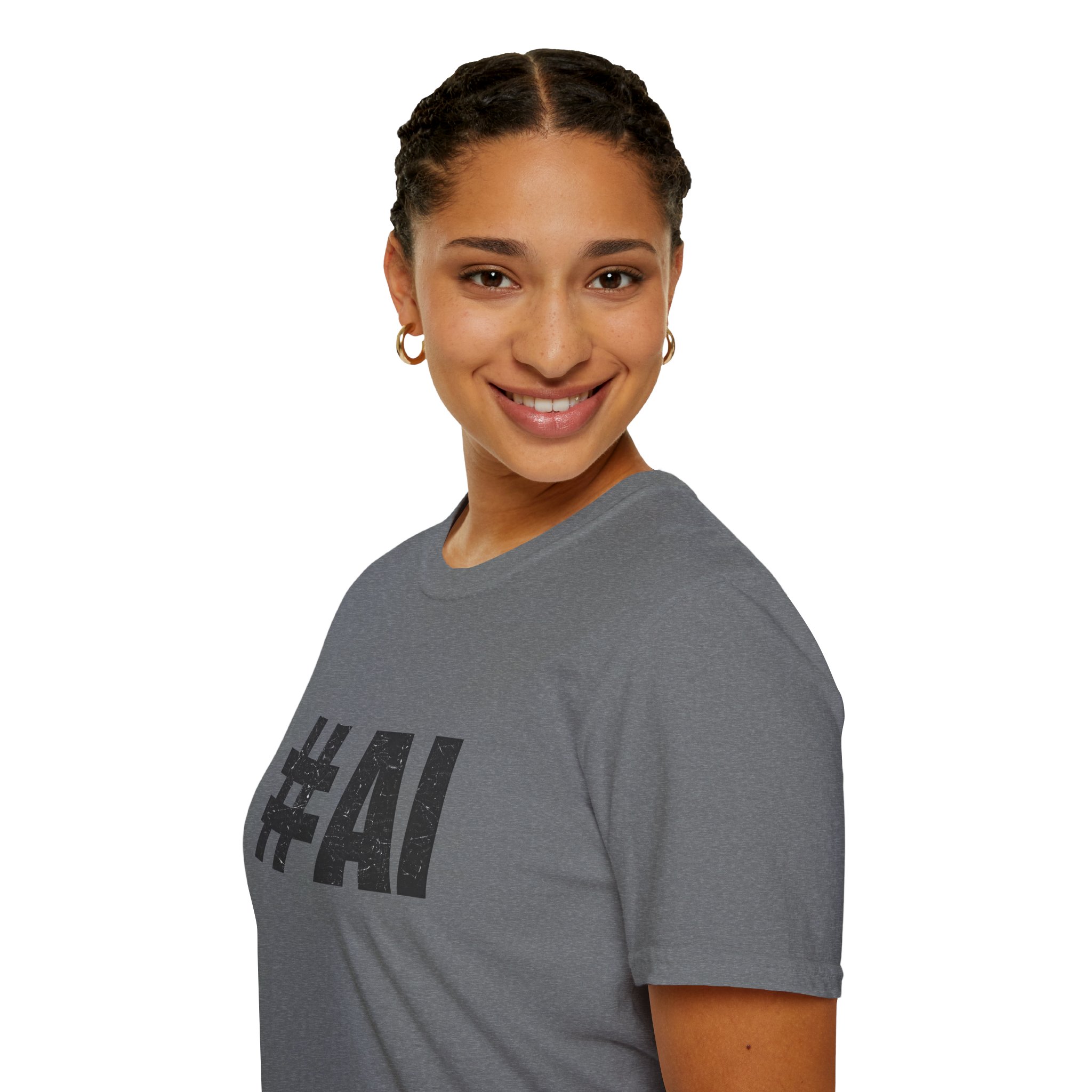 #AI Distressed Dark Minimalist Artificial Intelligence Graphic T-Shirt - Image 84