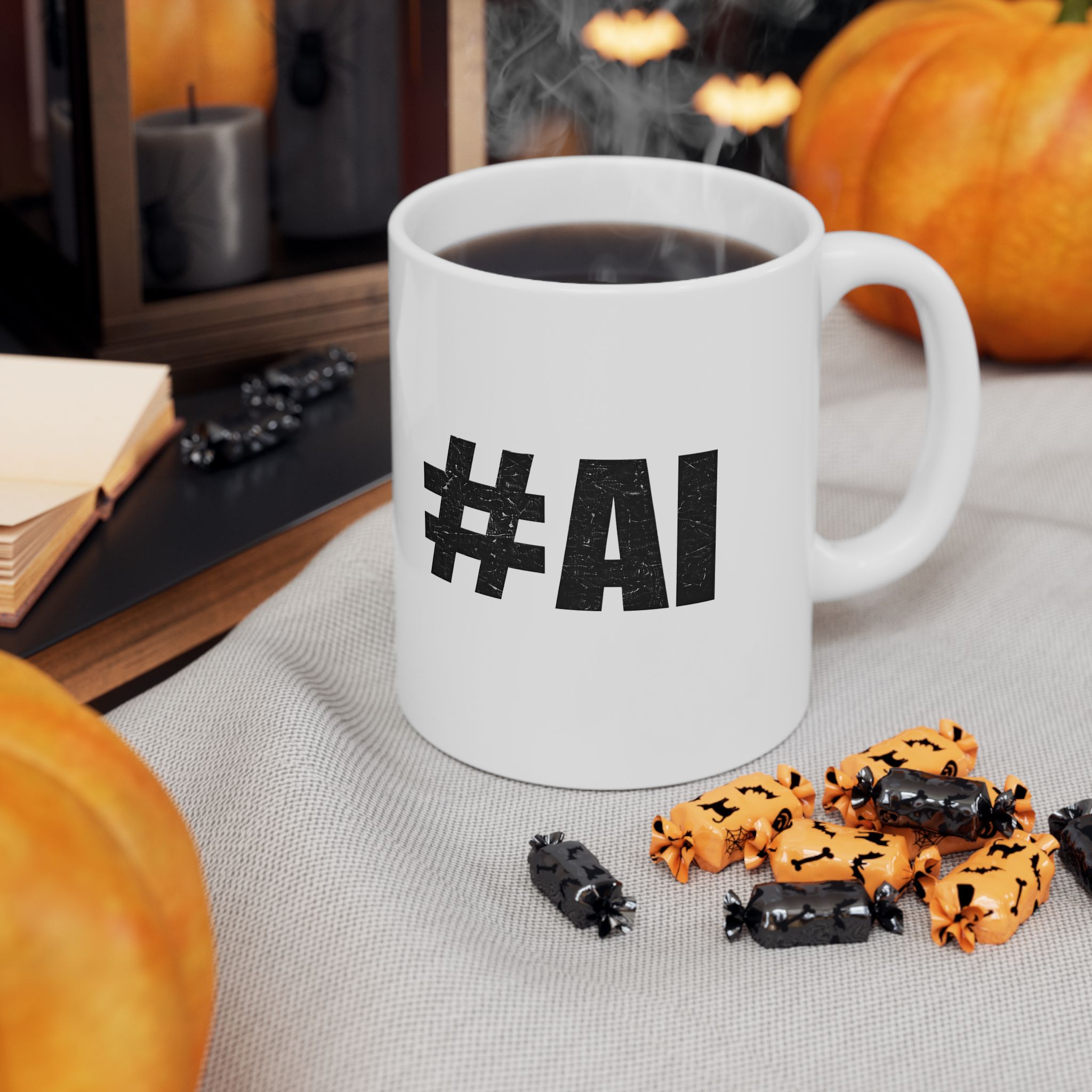 #AI Distressed Grunge Typography — Bold Tech Statement Coffee Mug (11oz, 15oz) - Image 7
