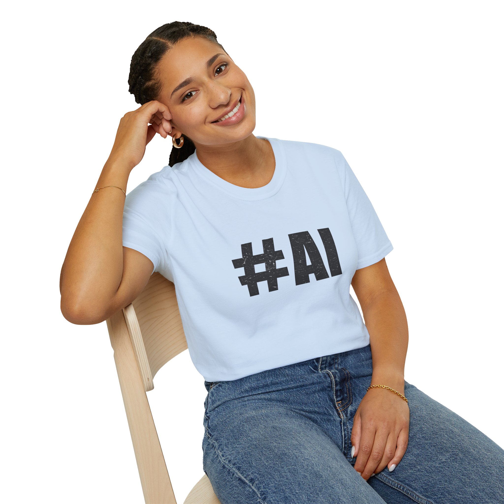 #AI Distressed Dark Minimalist Artificial Intelligence Graphic T-Shirt - Image 118