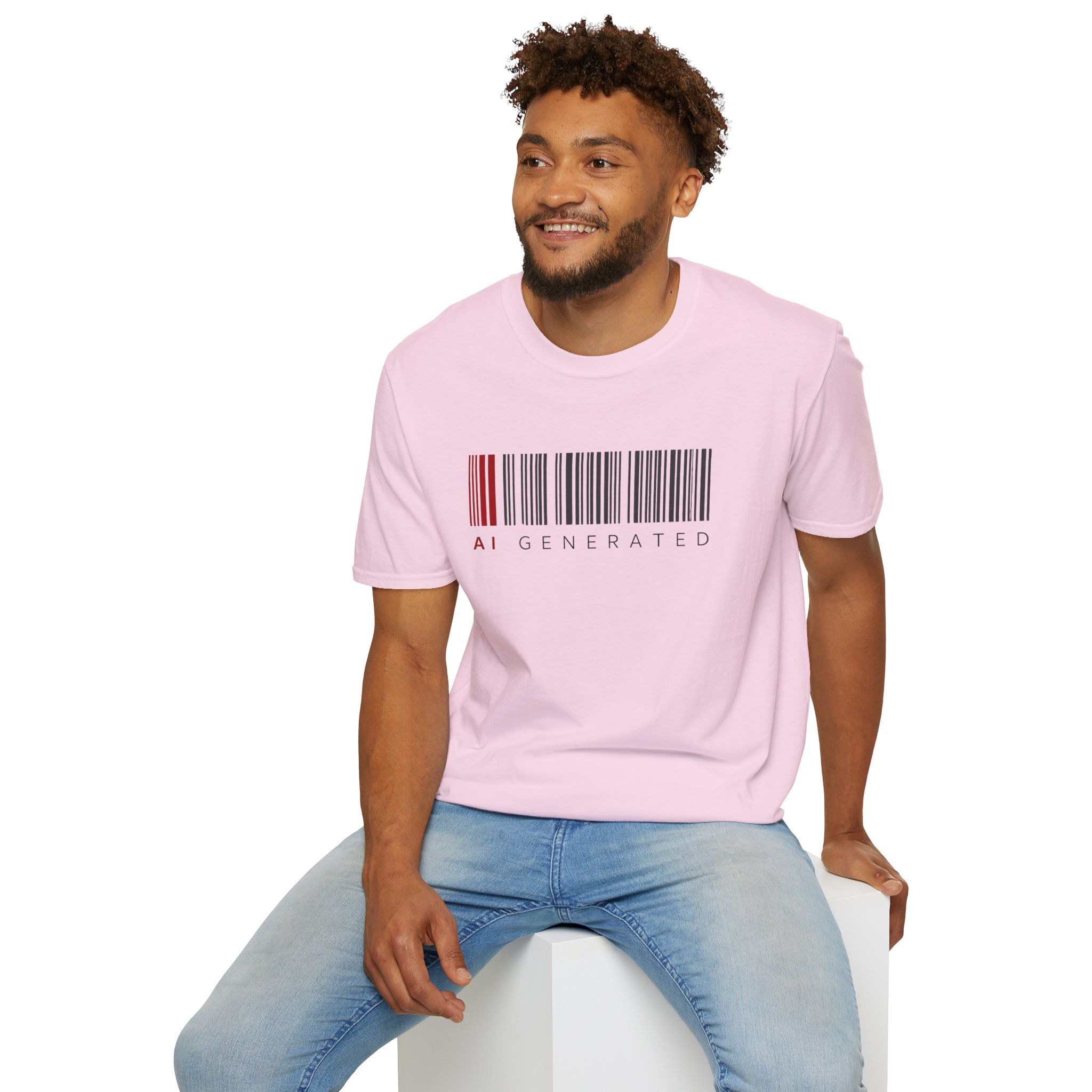 AI Generated Barcode Dark Minimalist Generative Art Graphic T-Shirt - Image 142