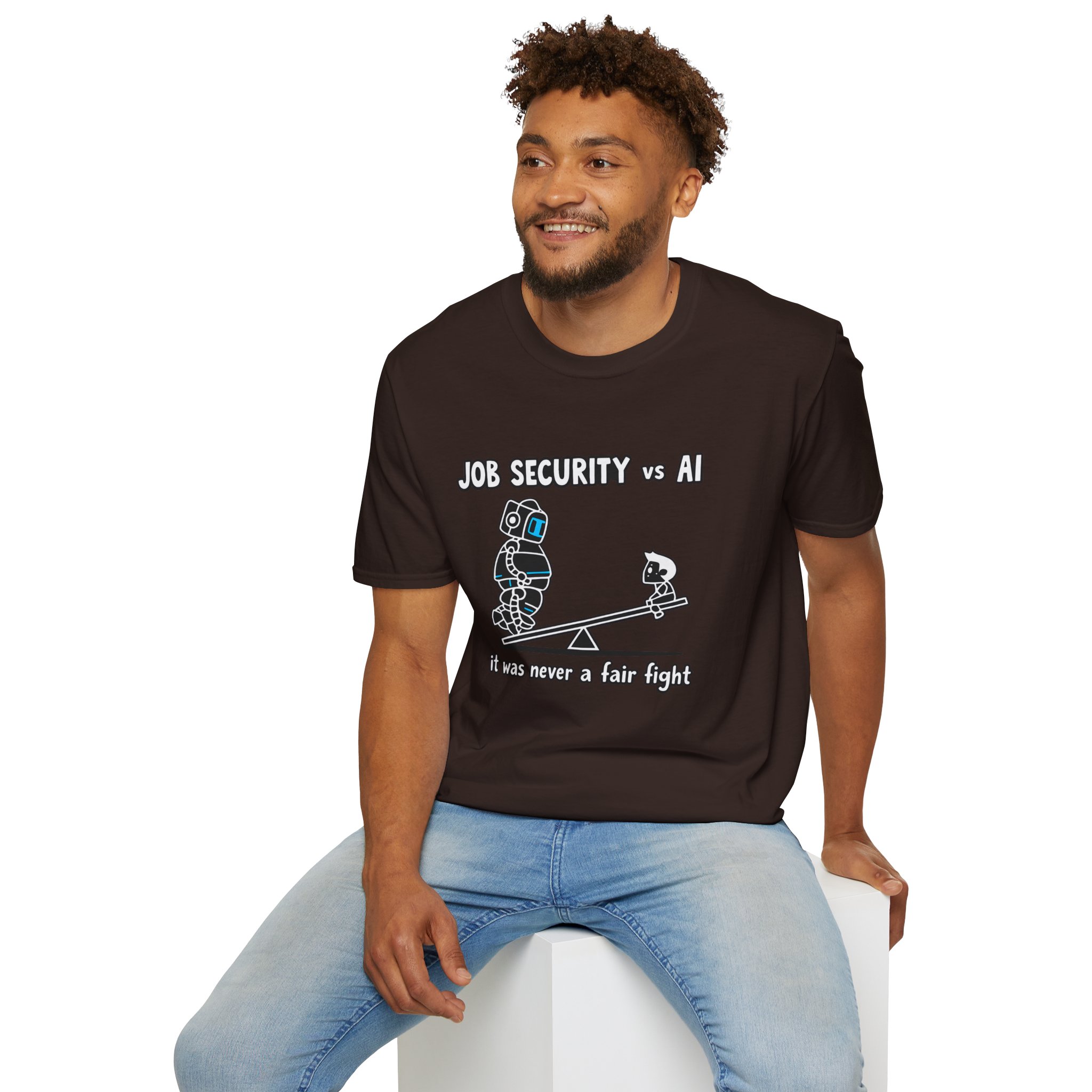 POV You're An AI And It's Monday – Funny Tired Robot Graphic T-Shirt - Image 54