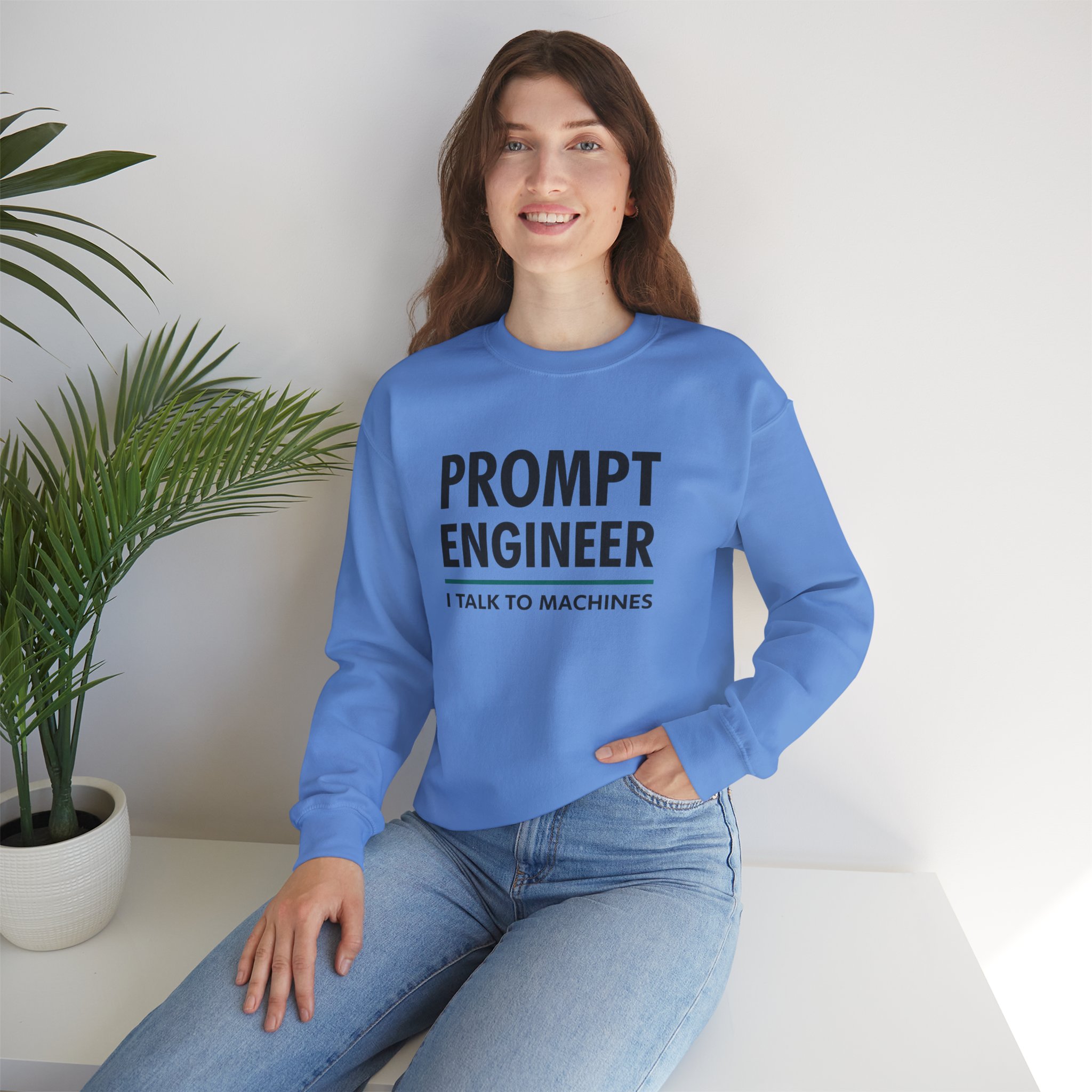 Prompt Engineer I Talk To Machines – Funny AI Job Title Crewneck - Image 71