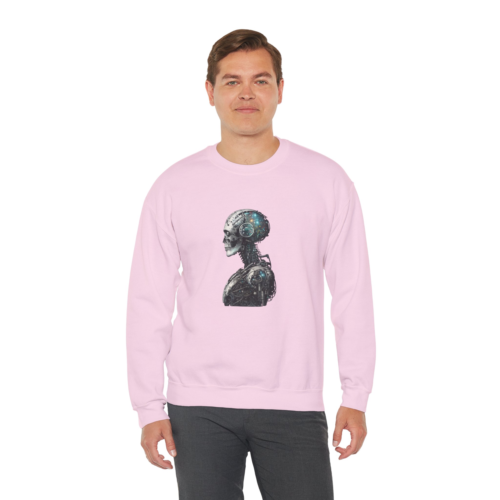 Cosmic Cyber Skull – Dark Cyberpunk Biomechanical Crewneck Sweatshirt - Image 123