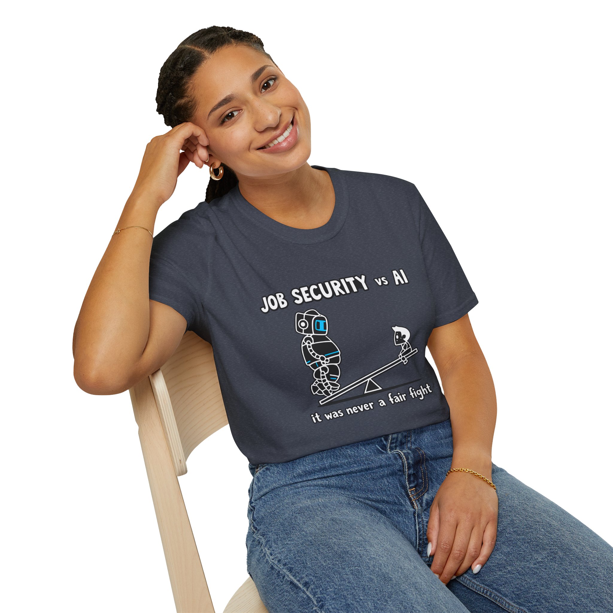 POV You're An AI And It's Monday – Funny Tired Robot Graphic T-Shirt - Image 129