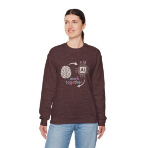 Human Brain Meets AI Chip – Work Together Tech Crewneck Sweatshirt