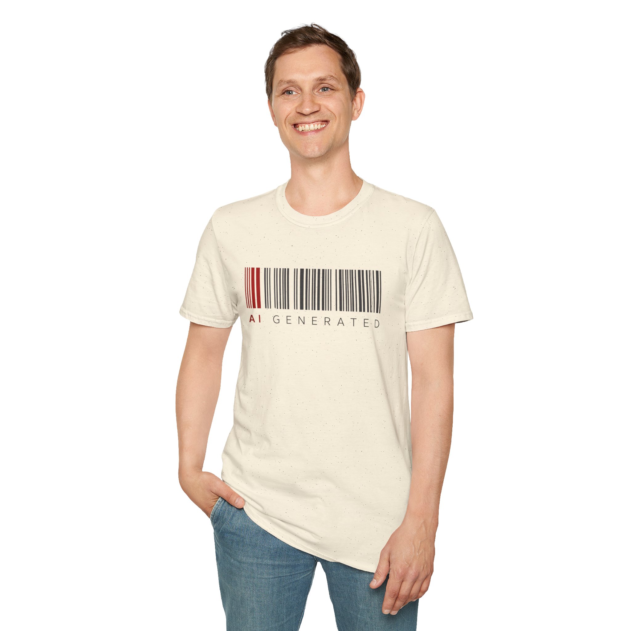 AI Generated Barcode Dark Minimalist Generative Art Graphic T-Shirt - Image 17