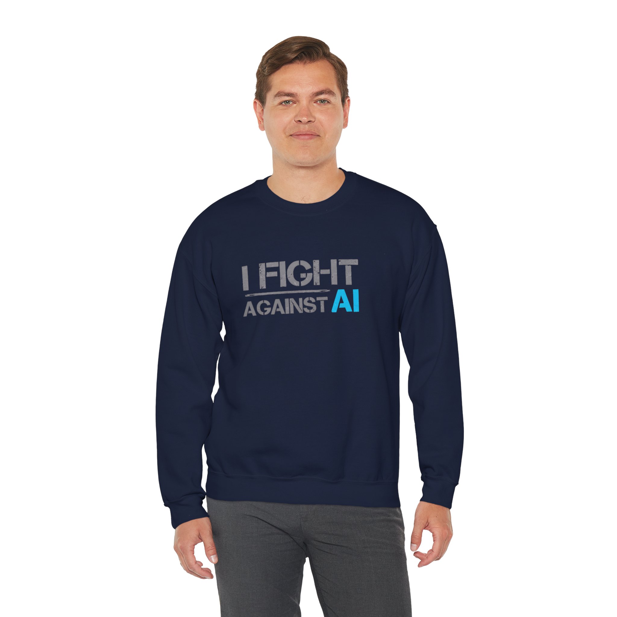 I Fight Against AI – Human Creativity Resistance Crewneck Sweatshirt - Image 69