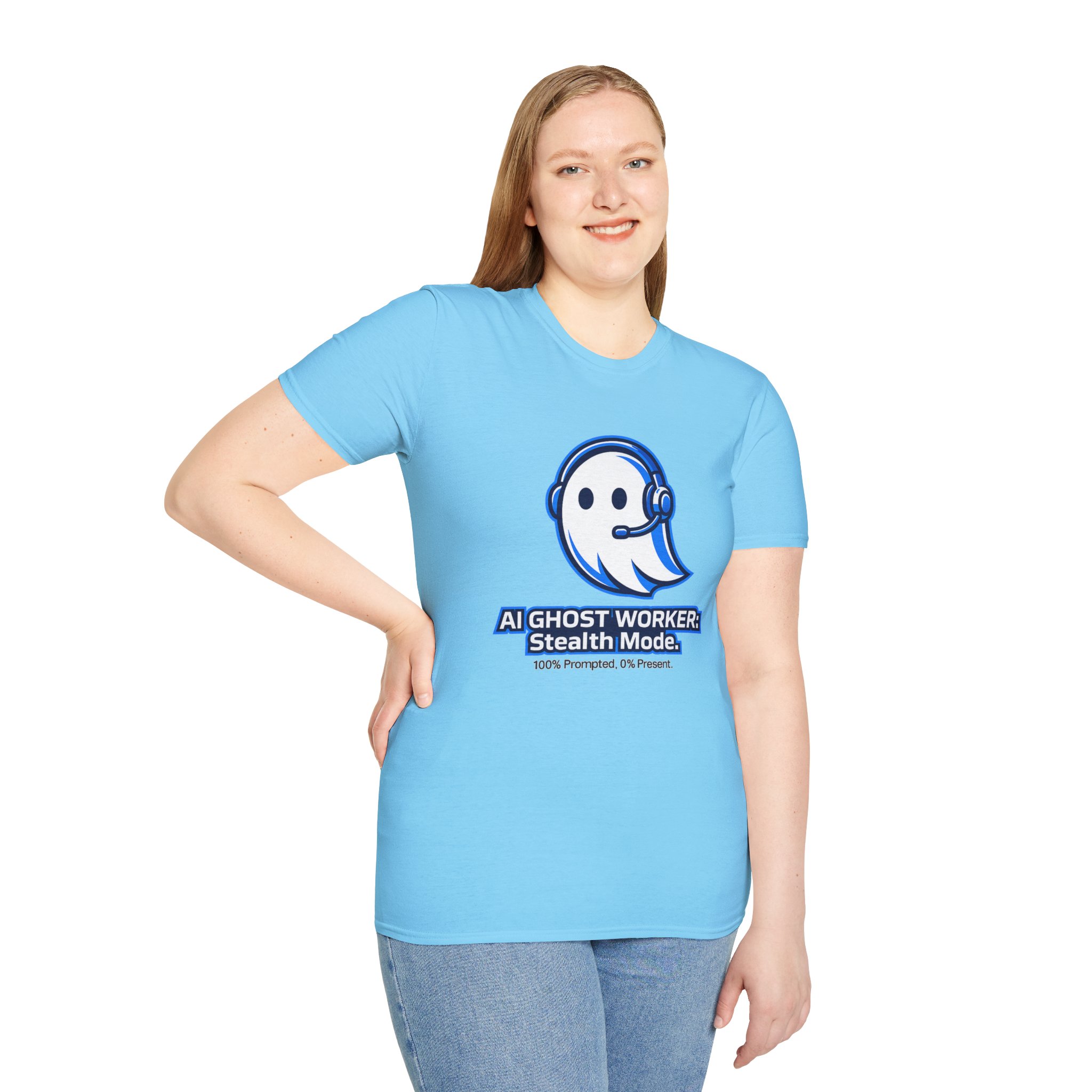 AI Ghost Worker Stealth Mode – 100% Prompted 0% Present Funny T-Shirt - Image 60