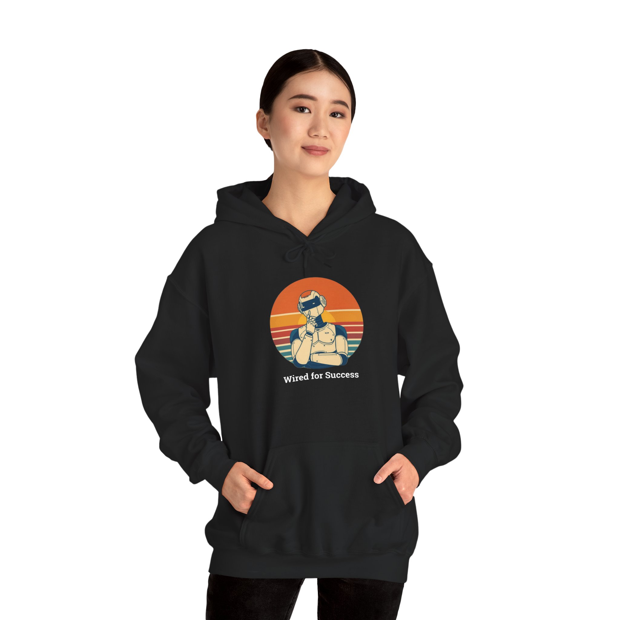 Wired for Success Retro Robot AI Hoodie Tech Gift Hooded Sweatshirt - Image 13