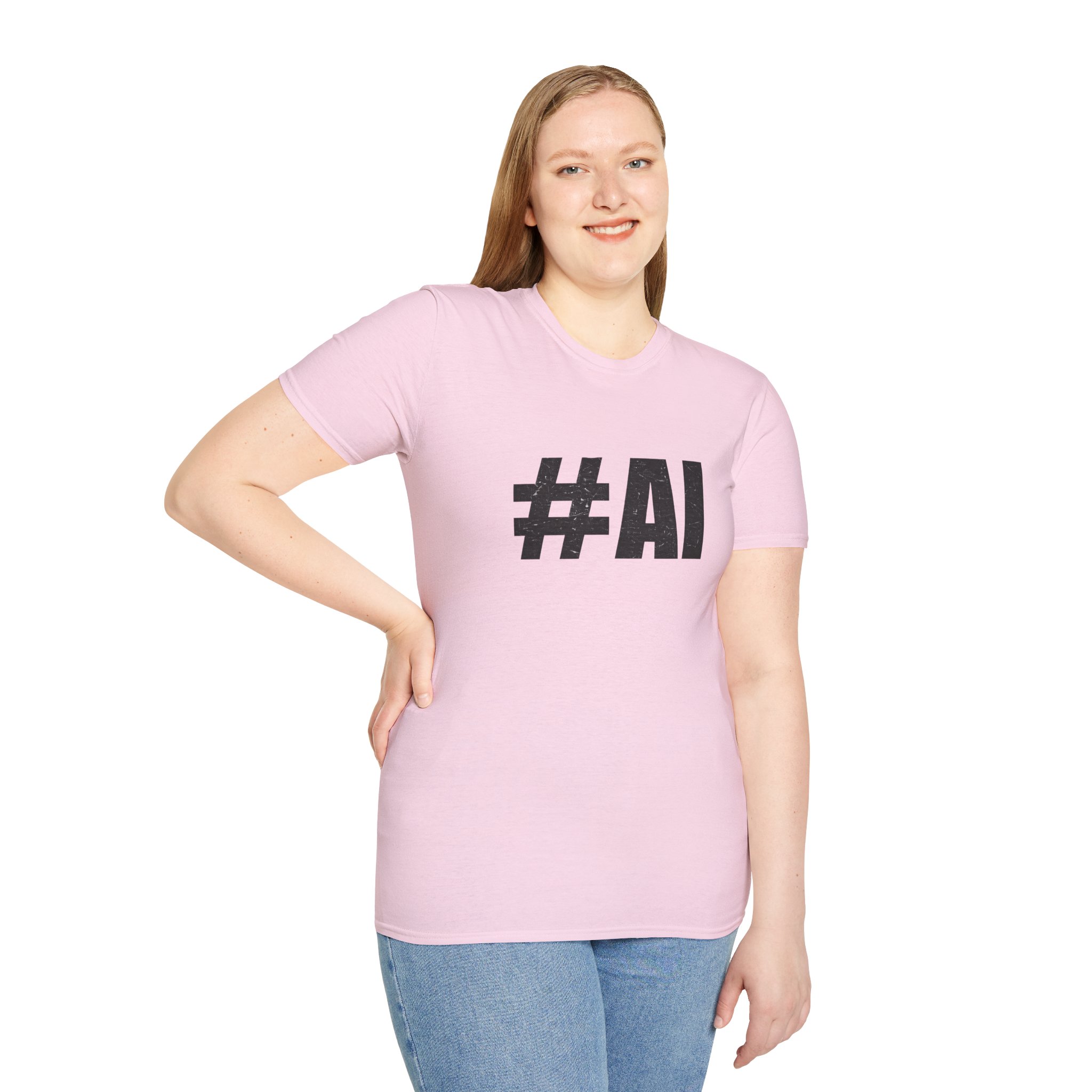 #AI Distressed Dark Minimalist Artificial Intelligence Graphic T-Shirt - Image 148