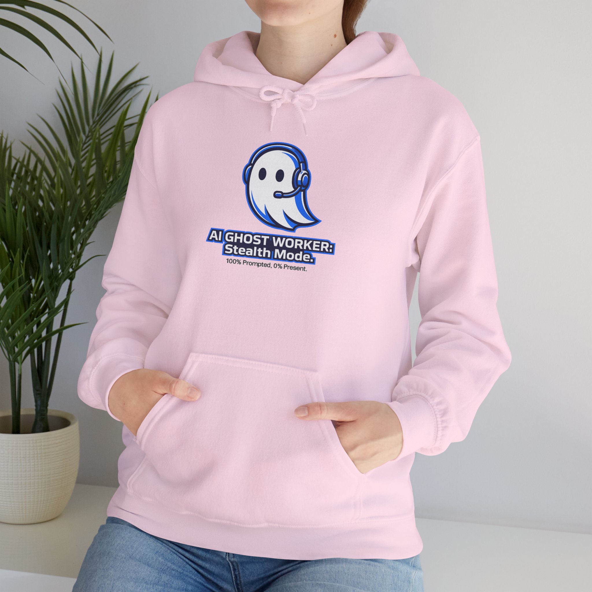 AI Ghost Worker Stealth Mode – 100% Prompted 0% Present Funny Hoodie - Image 107