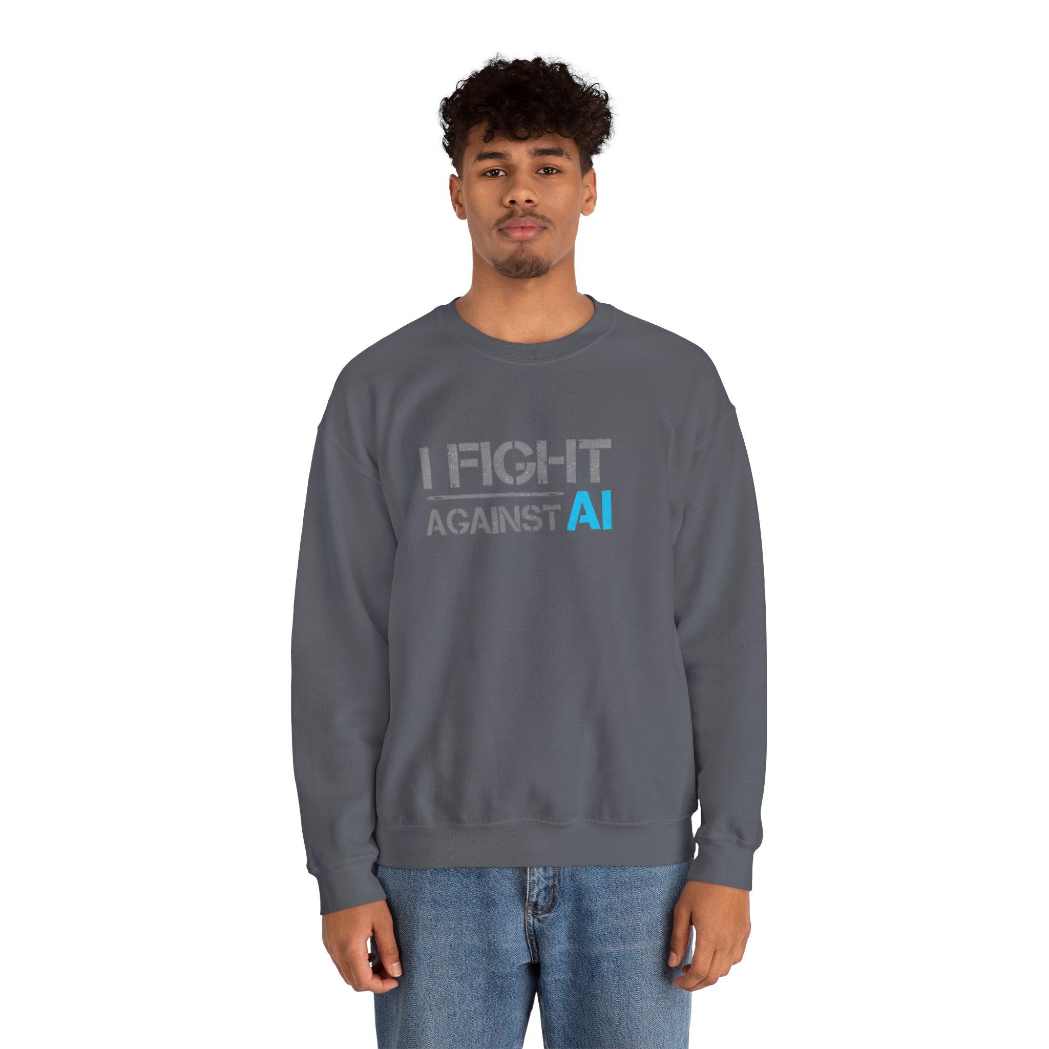 I Fight Against AI – Human Creativity Resistance Crewneck Sweatshirt - Image 59