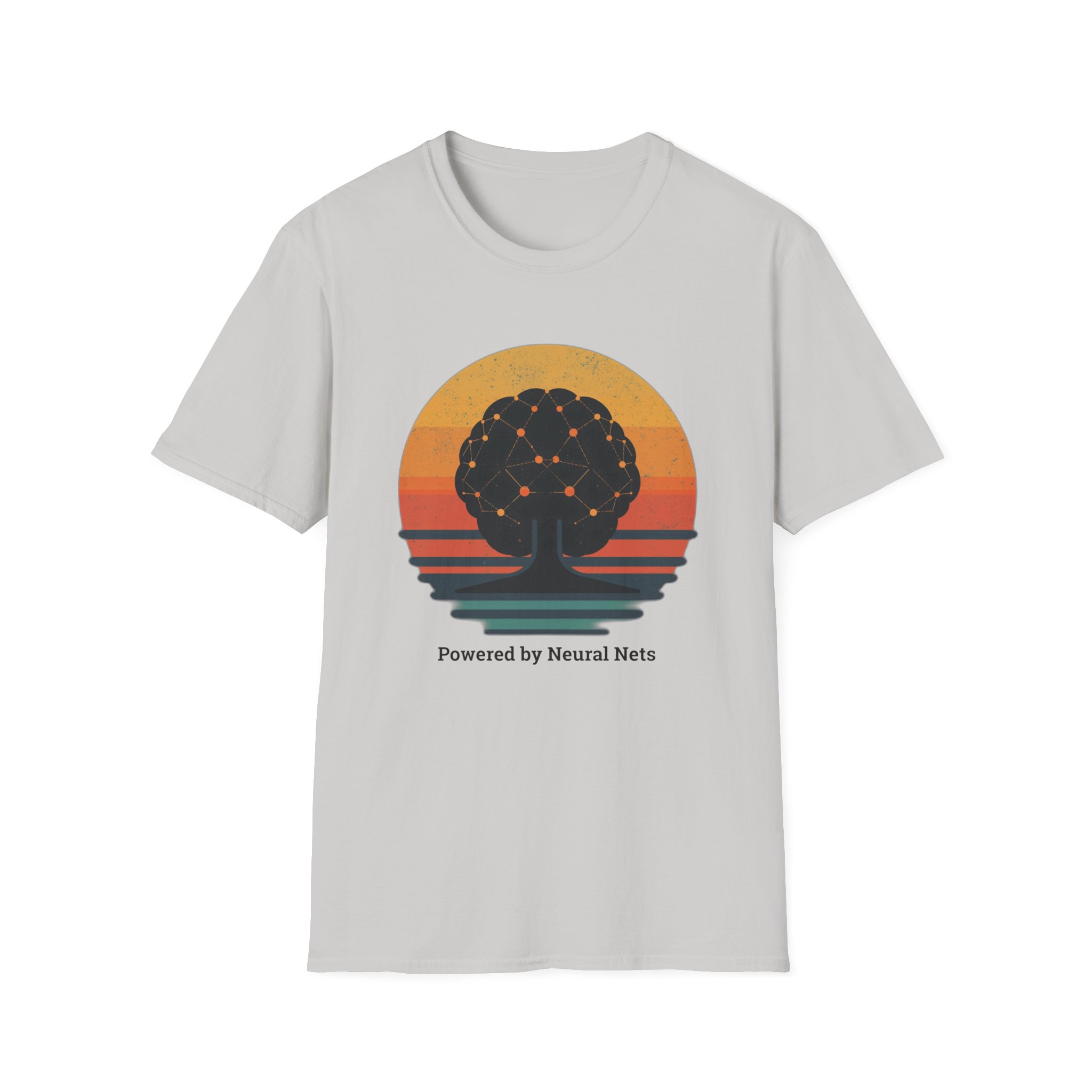Powered by Neural Nets Retro Sunset Neural Network Tree AI T-Shirt - Image 28