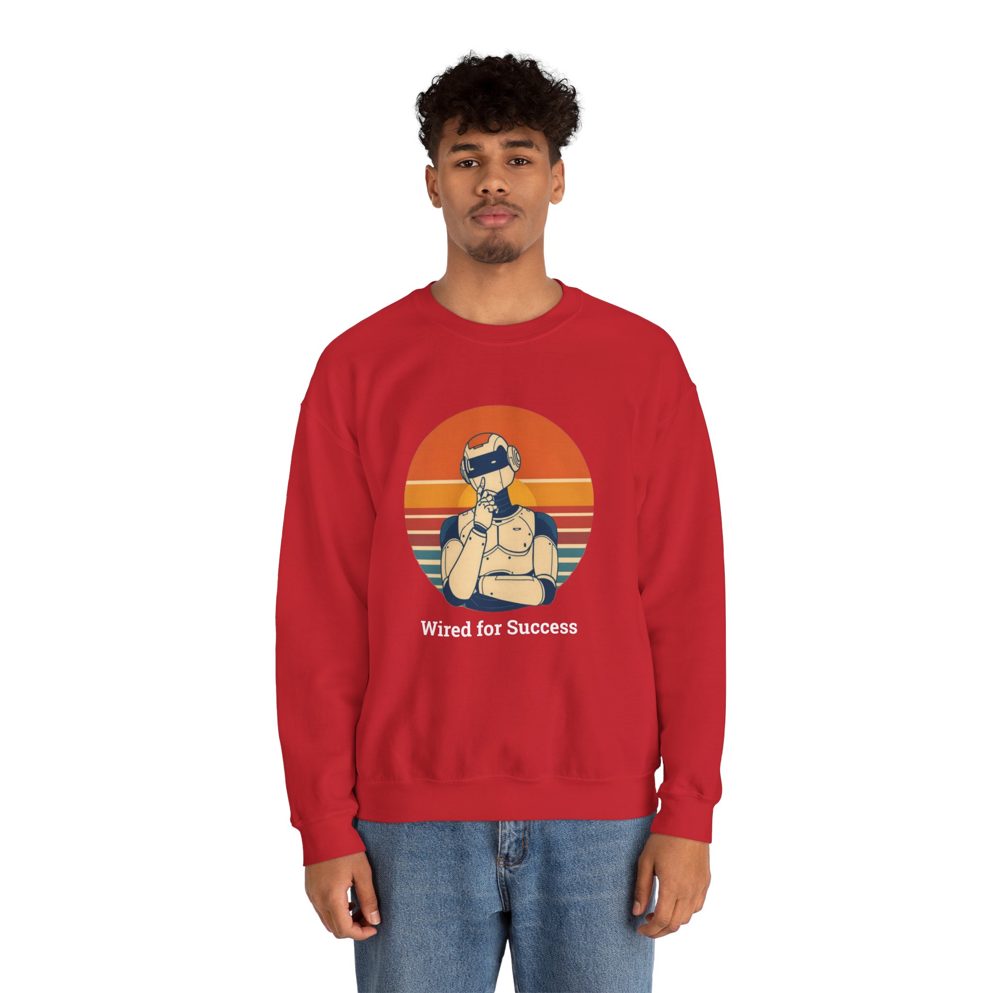 Wired for Success Retro Robot Thinker AI Tech Sweatshirt Gift - Image 78