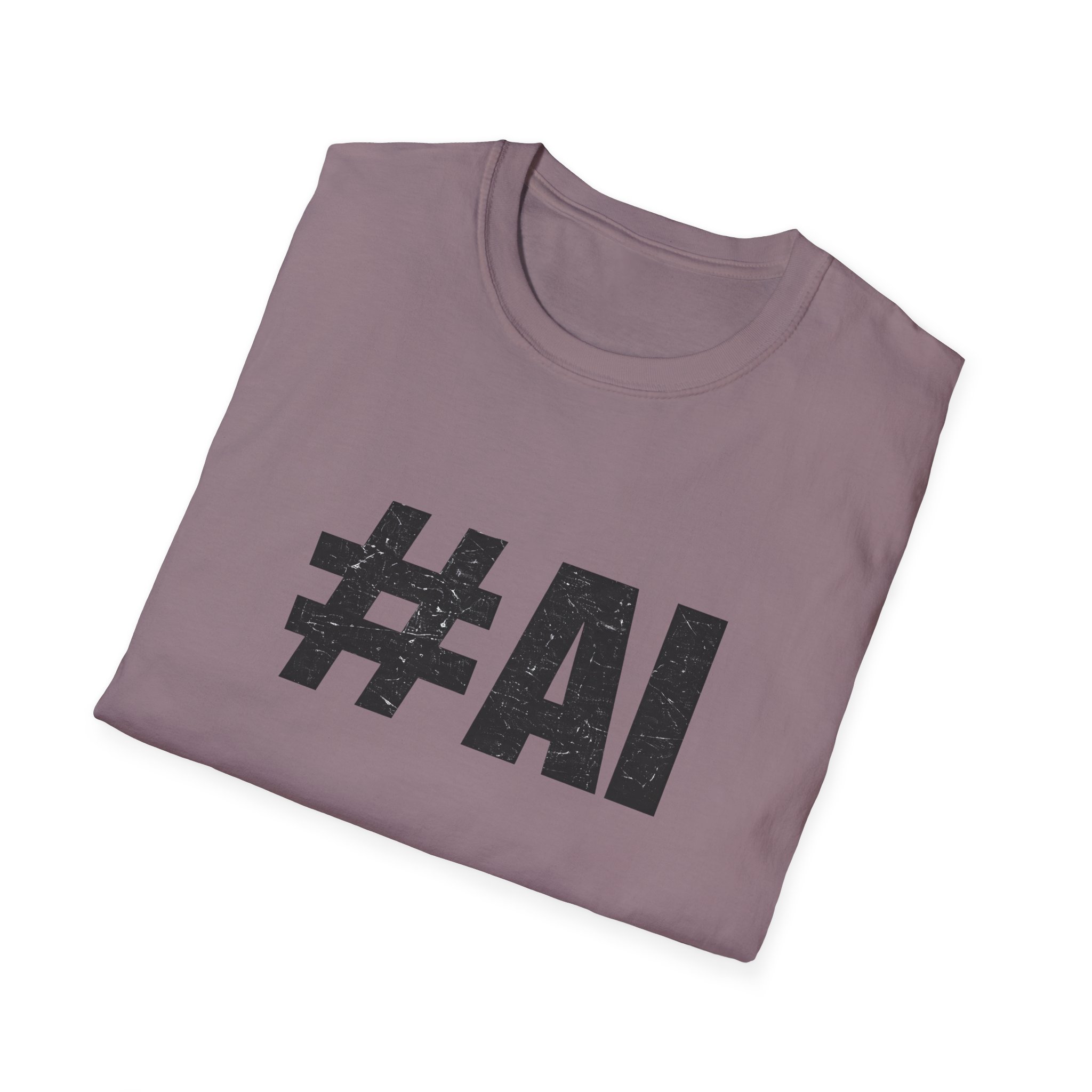 #AI Distressed Dark Minimalist Artificial Intelligence Graphic T-Shirt - Image 136