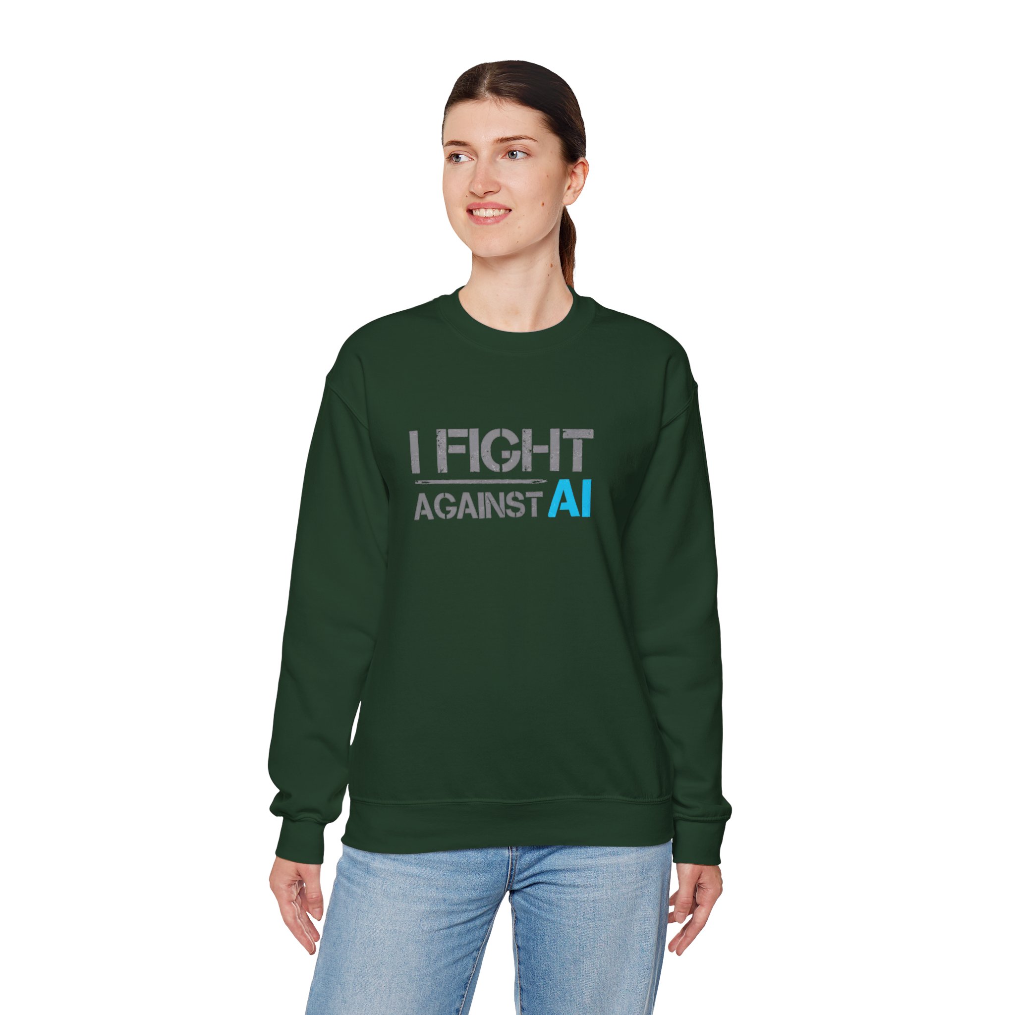I Fight Against AI – Human Creativity Resistance Crewneck Sweatshirt - Image 43
