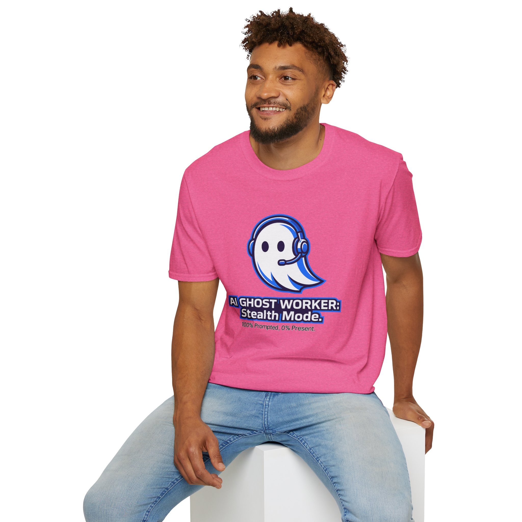 AI Ghost Worker Stealth Mode – 100% Prompted 0% Present Funny T-Shirt - Image 109