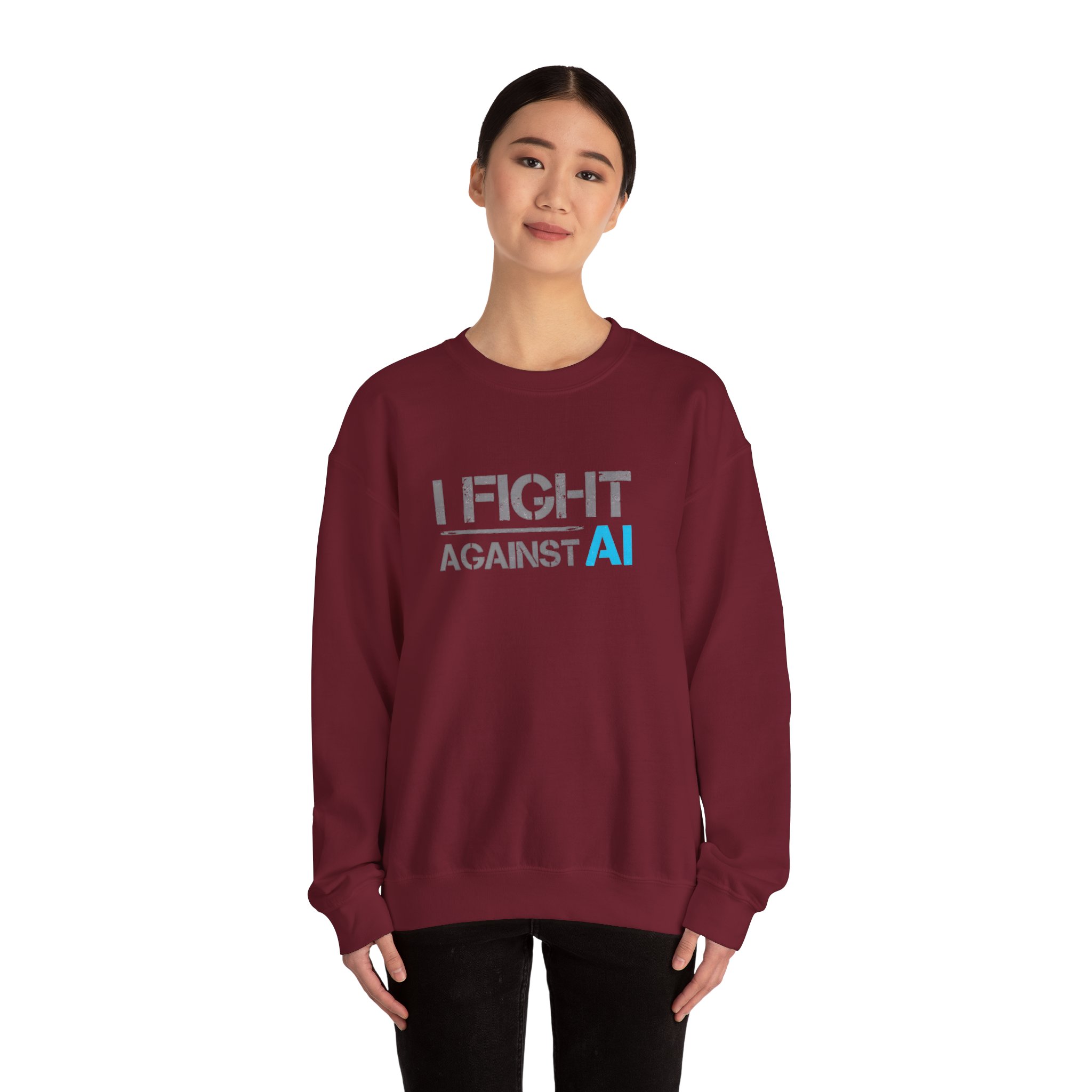 I Fight Against AI – Human Creativity Resistance Crewneck Sweatshirt - Image 85