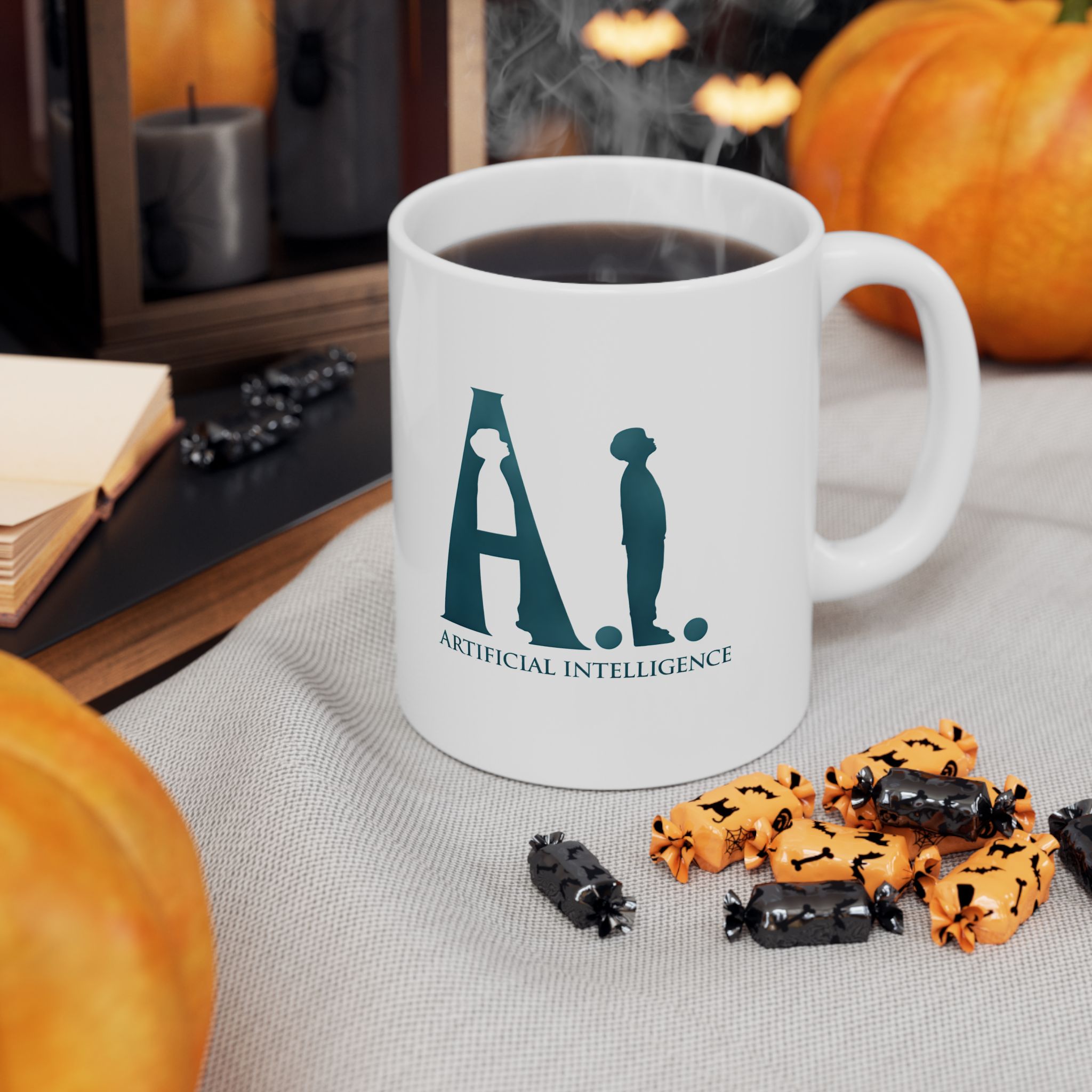 Artificial Intelligence AI Human Silhouette — Dark Minimal Tech Coffee Mug 11oz & 15oz - Image 6