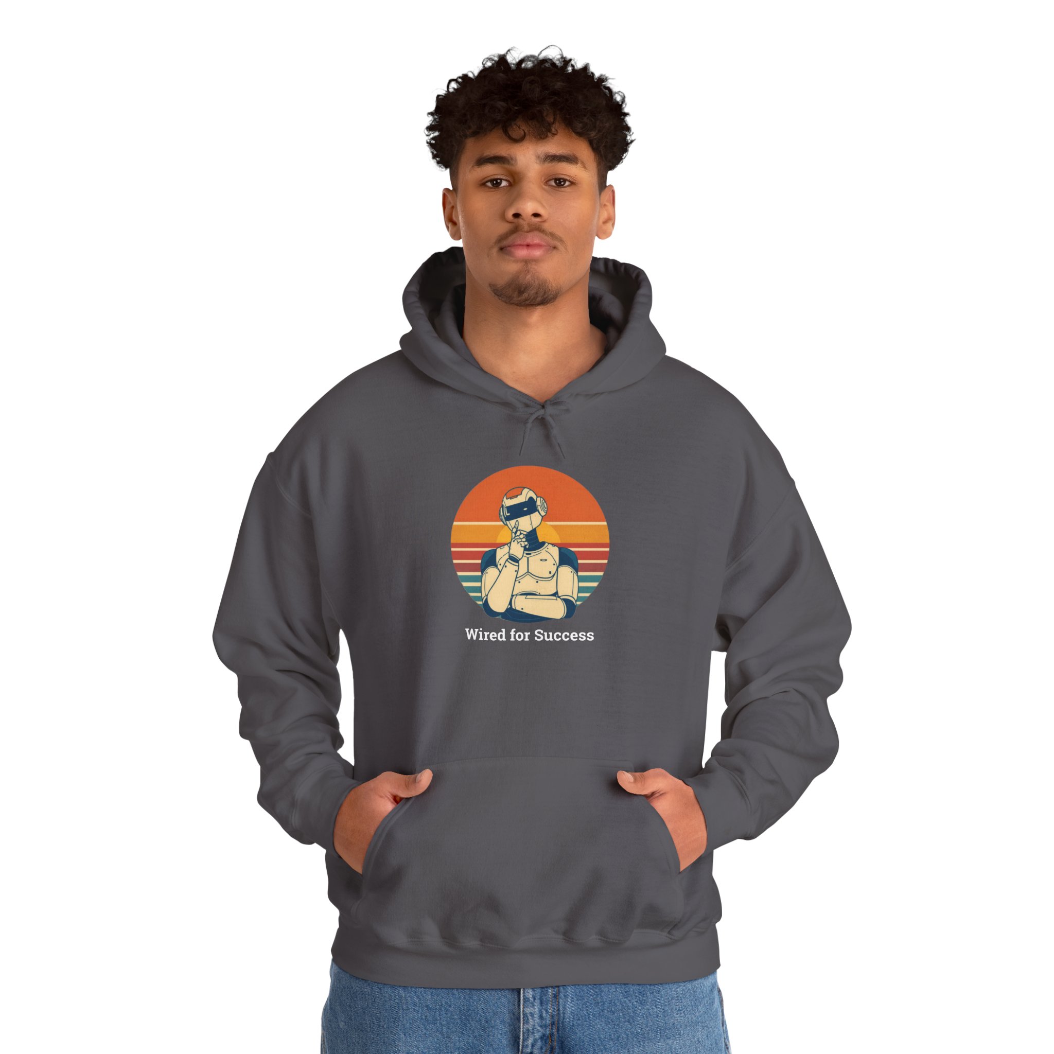 Wired for Success Retro Robot AI Hoodie Tech Gift Hooded Sweatshirt - Image 54