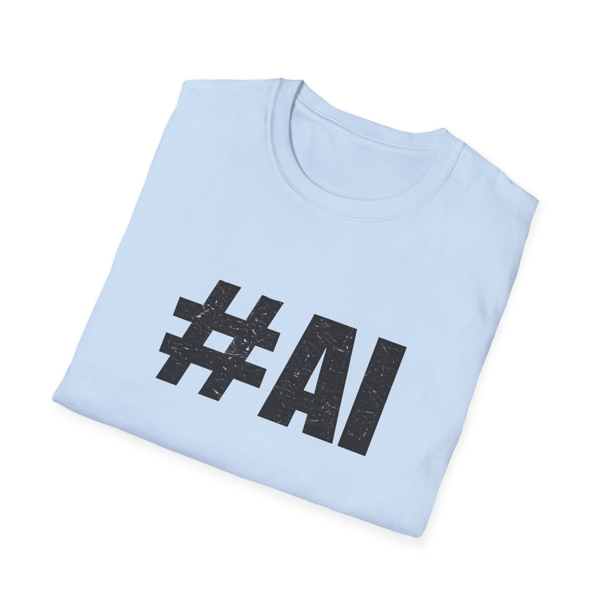 #AI Distressed Dark Minimalist Artificial Intelligence Graphic T-Shirt - Image 114