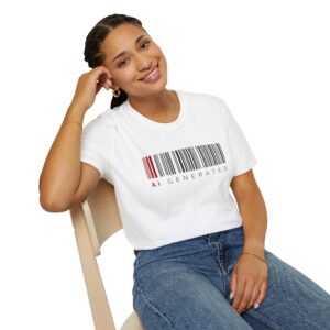 AI Generated Barcode Dark Minimalist Generative Art Graphic T-Shirt