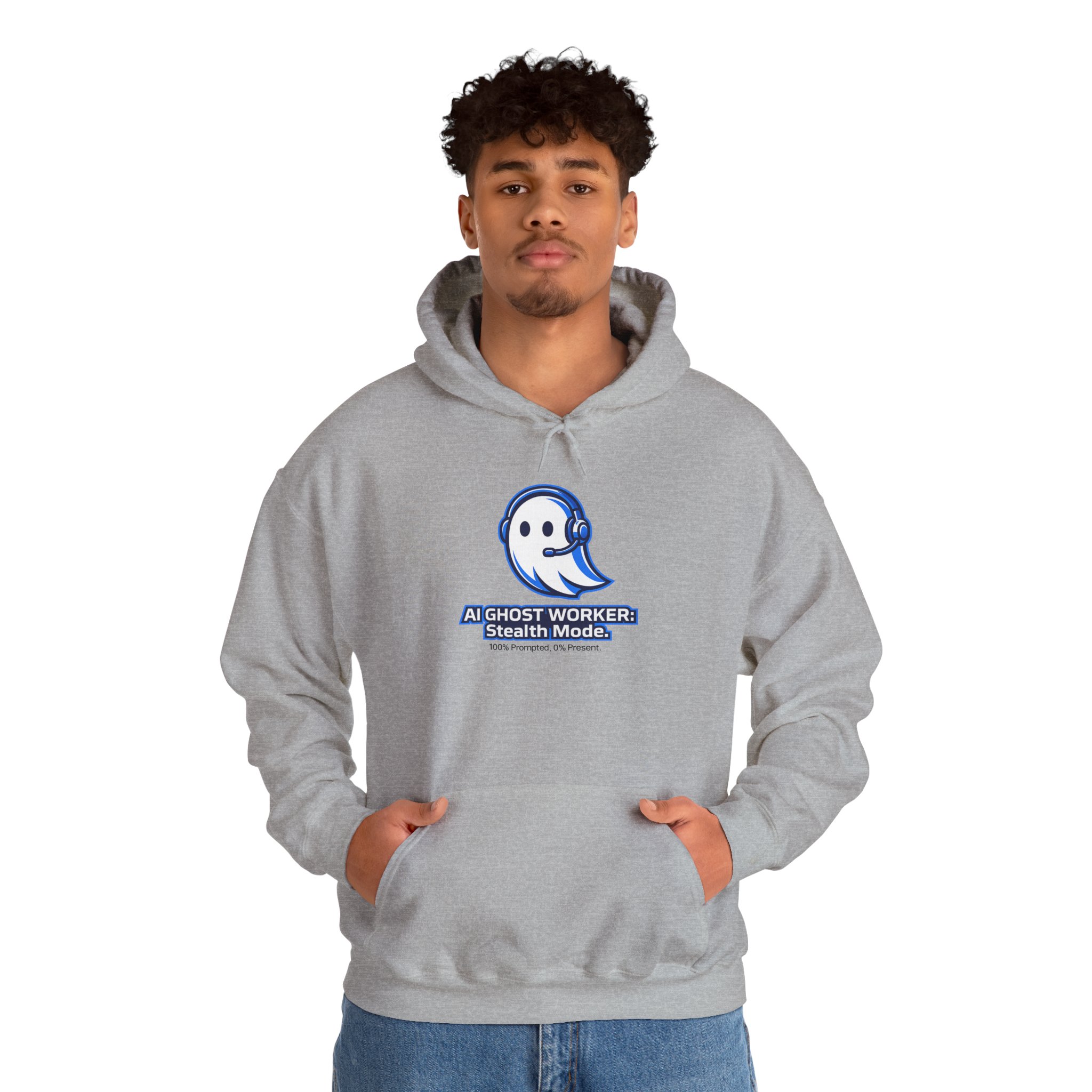 AI Ghost Worker Stealth Mode – 100% Prompted 0% Present Funny Hoodie - Image 55
