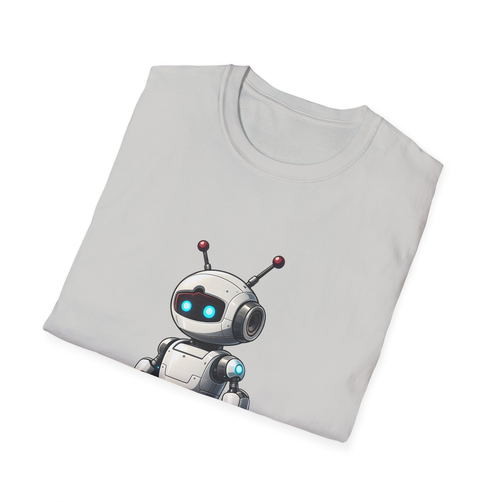 Cute Robot Glowing Eyes – Funny AI Tech Mascot Graphic T-Shirt - Image 37