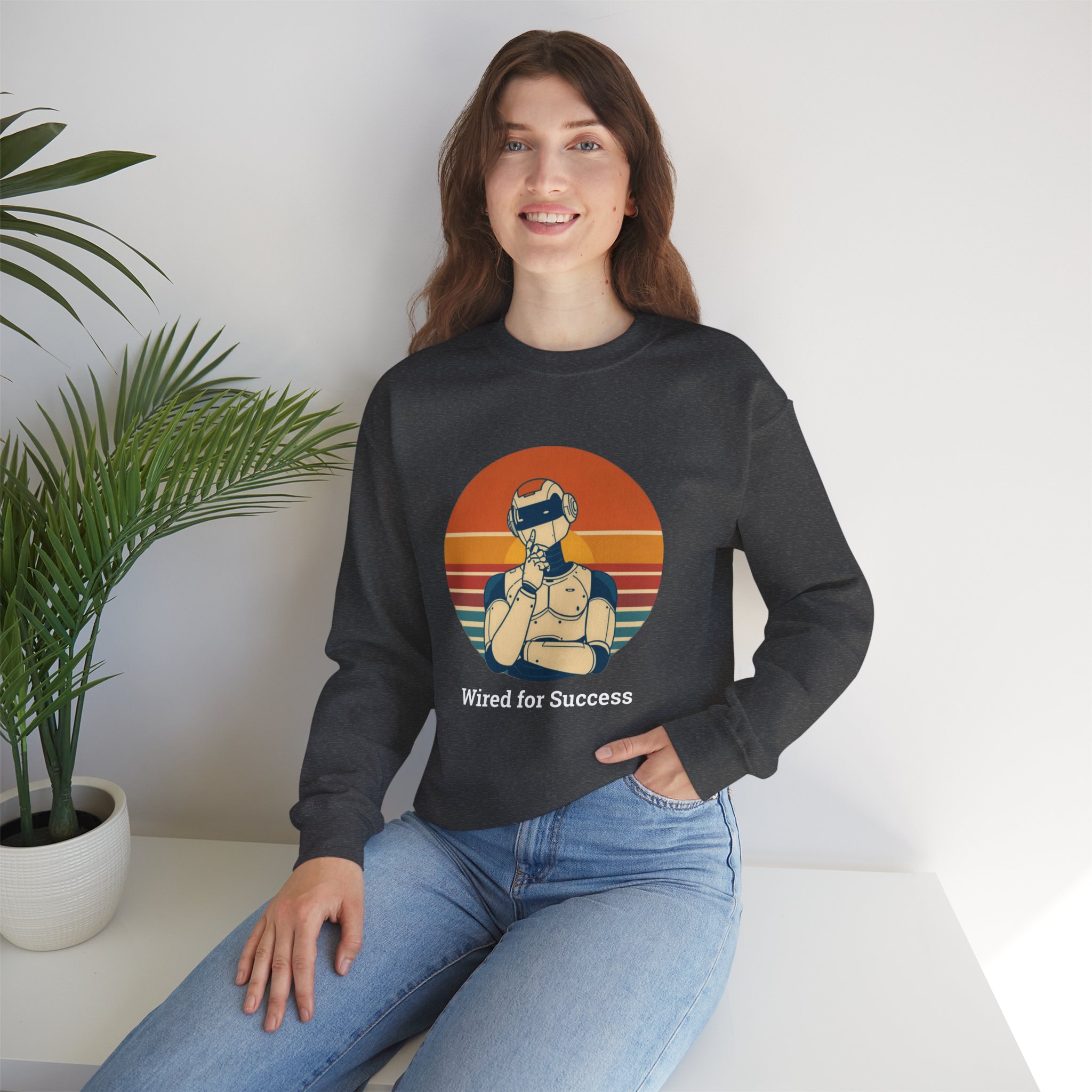 Wired for Success Retro Robot Thinker AI Tech Sweatshirt Gift - Image 40