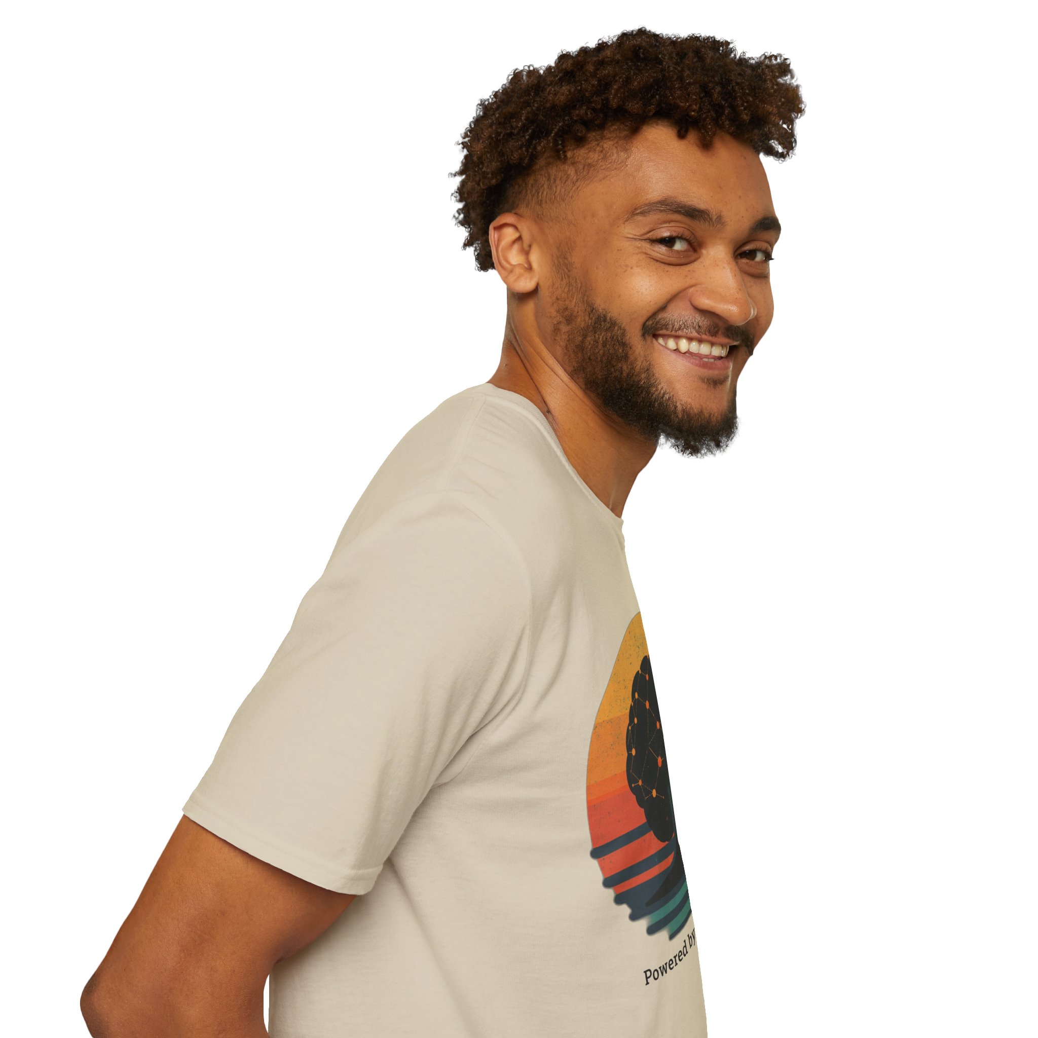 Powered by Neural Nets Retro Sunset Neural Network Tree AI T-Shirt - Image 25