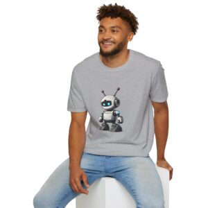 Cute Robot Glowing Eyes – Funny AI Tech Mascot Graphic T-Shirt