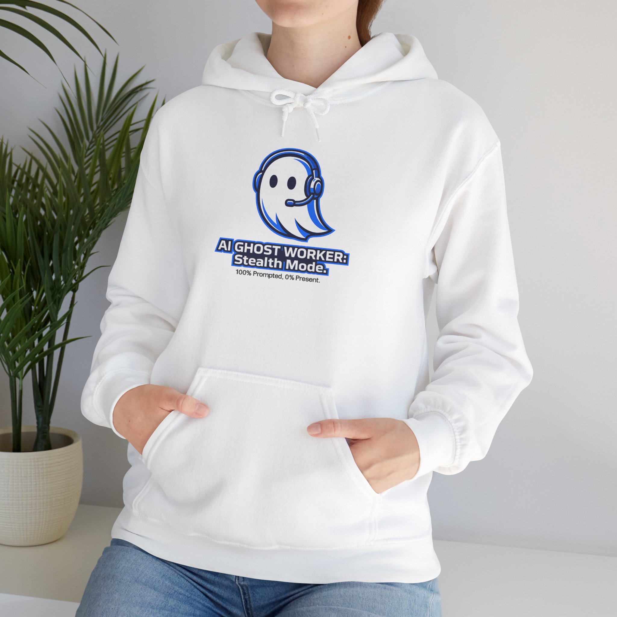 AI Ghost Worker Stealth Mode – 100% Prompted 0% Present Funny Hoodie - Image 5
