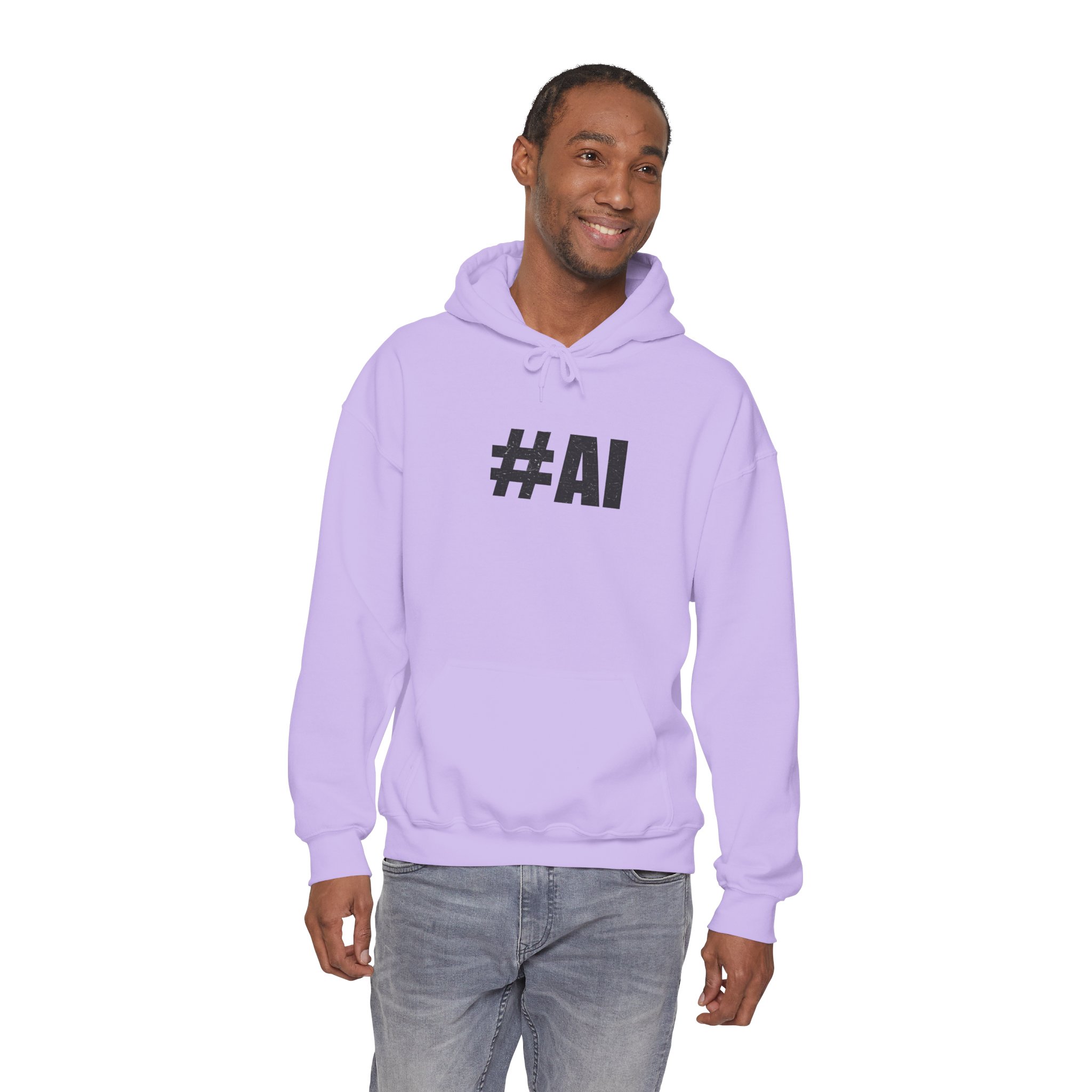 #AI Distressed Dark Minimalist Artificial Intelligence Pullover Hoodie - Image 94