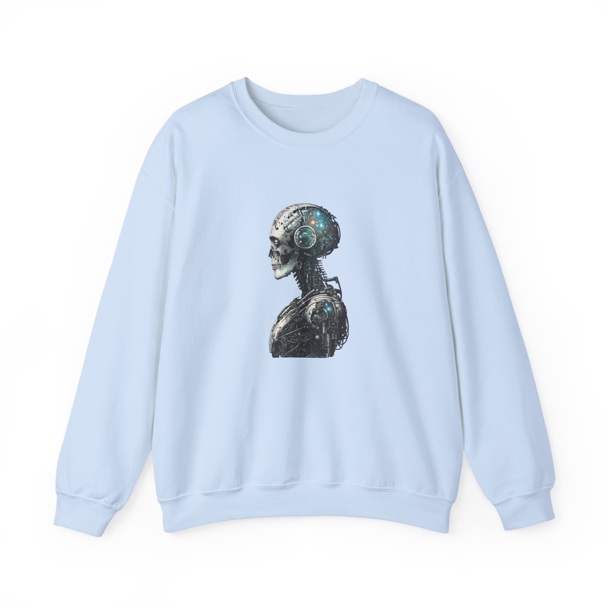 Cosmic Cyber Skull – Dark Cyberpunk Biomechanical Crewneck Sweatshirt - Image 64