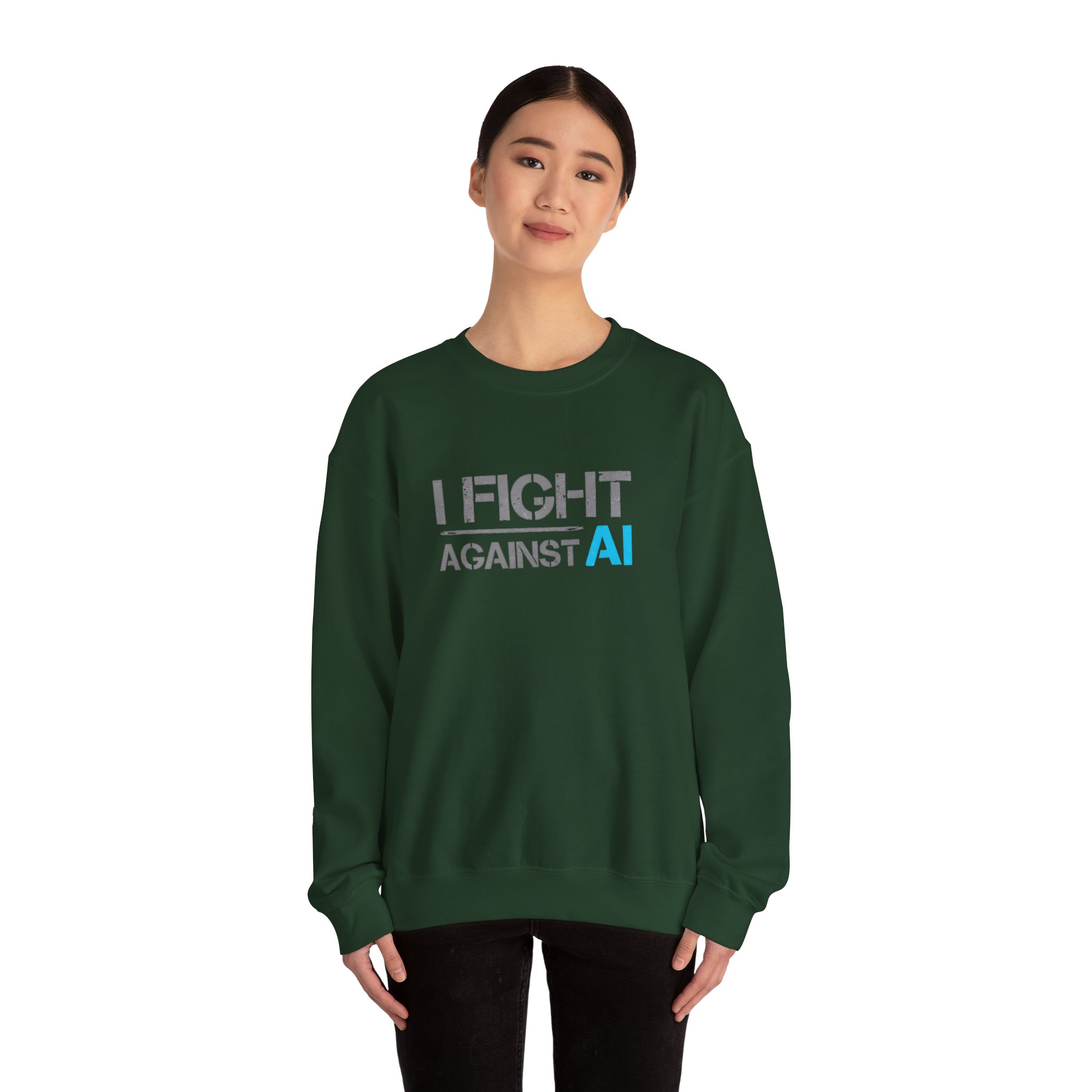 I Fight Against AI – Human Creativity Resistance Crewneck Sweatshirt - Image 40