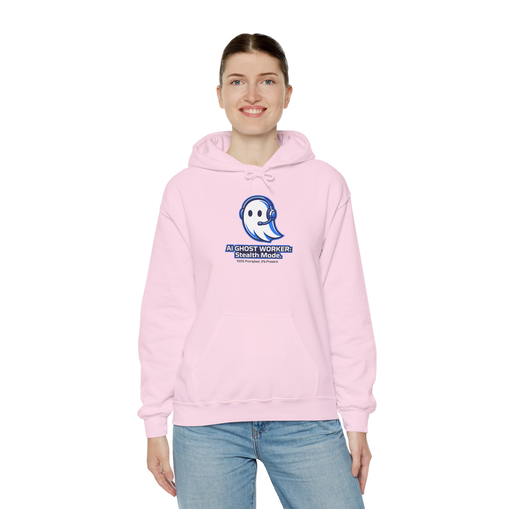 AI Ghost Worker Stealth Mode – 100% Prompted 0% Present Funny Hoodie - Image 104