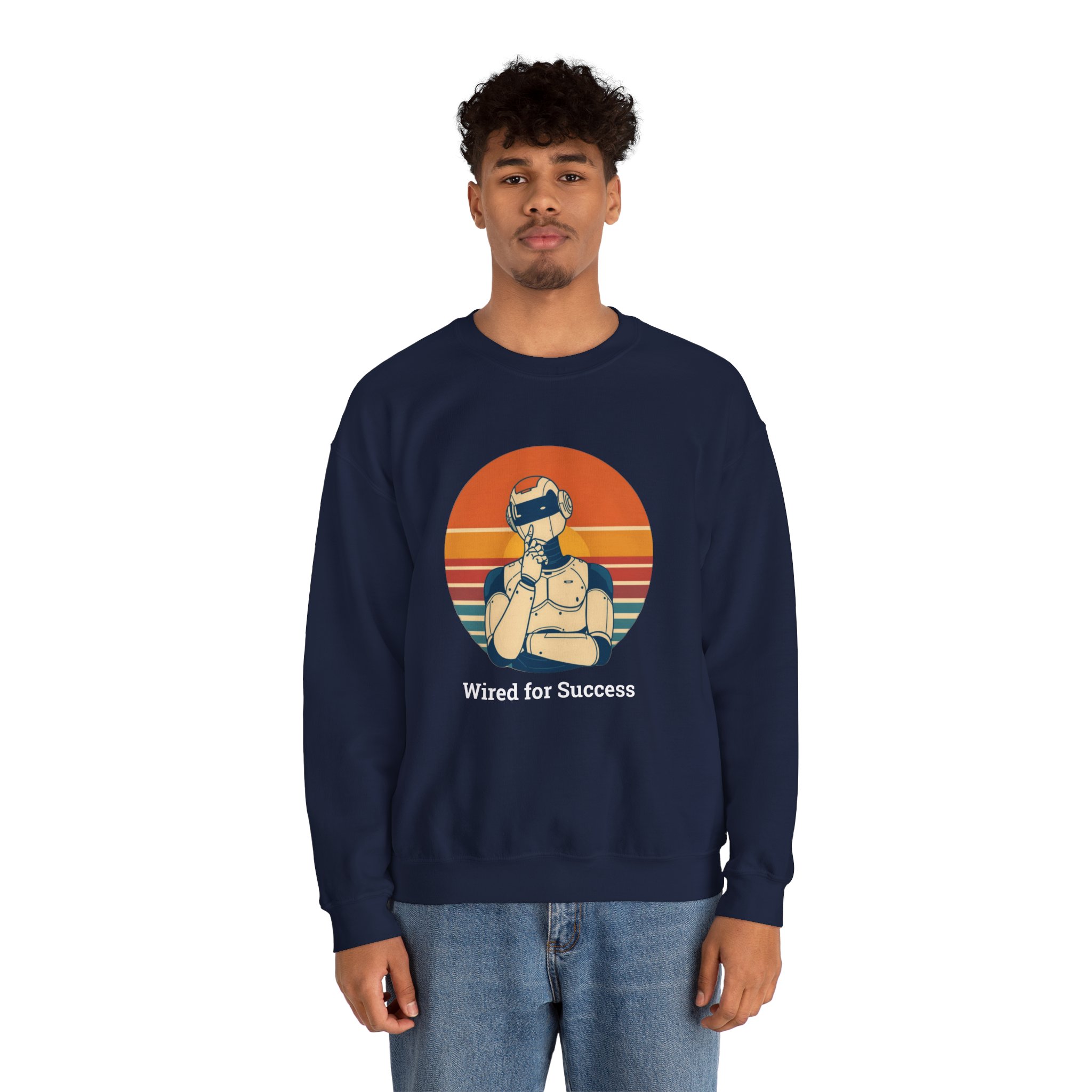 Wired for Success Retro Robot Thinker AI Tech Sweatshirt Gift - Image 60