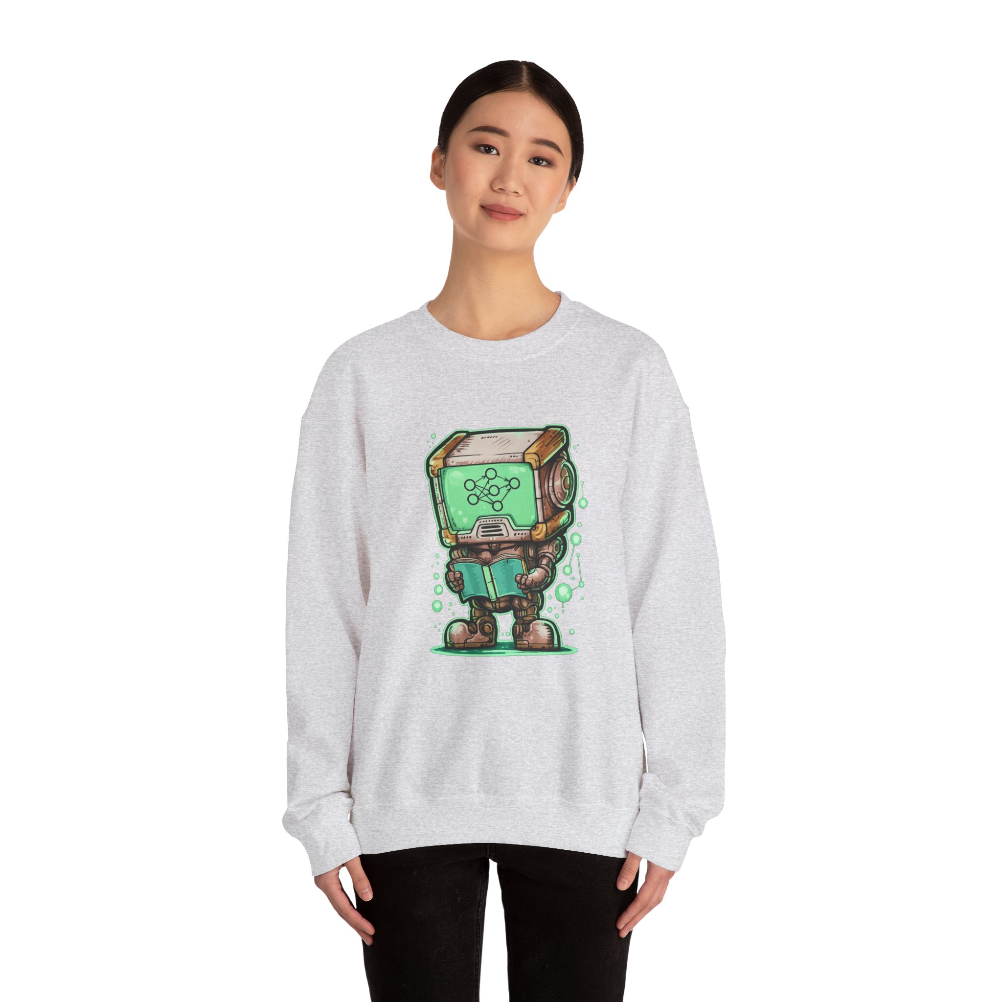 AI Robot Reading Sweatshirt | Neural Network Hoodie for ML Engineers - Image 5