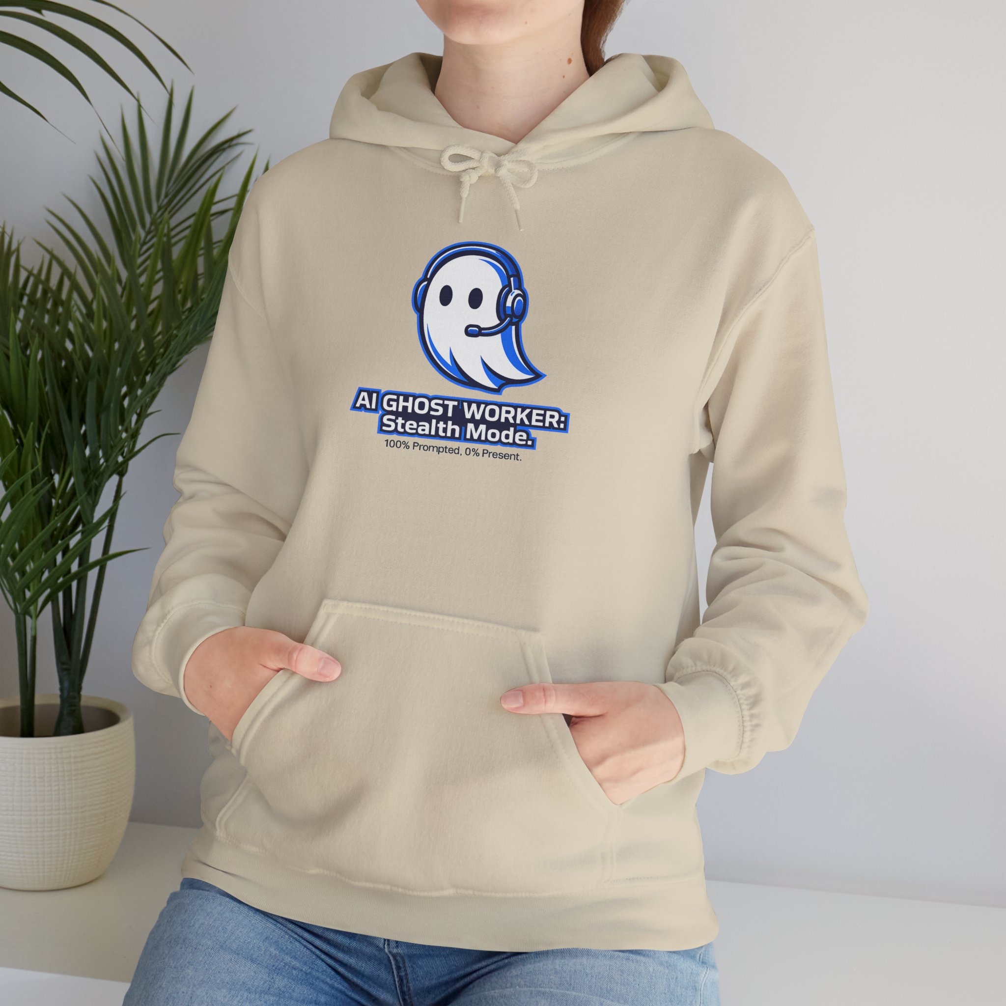 AI Ghost Worker Stealth Mode – 100% Prompted 0% Present Funny Hoodie - Image 47