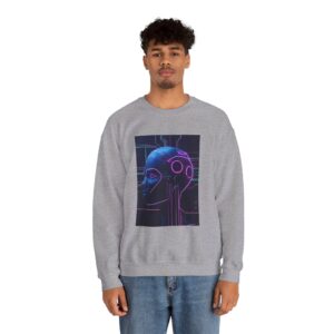Cyberpunk AI Wireframe Neon Circuit Dark Sci-Fi Crewneck Sweatshirt