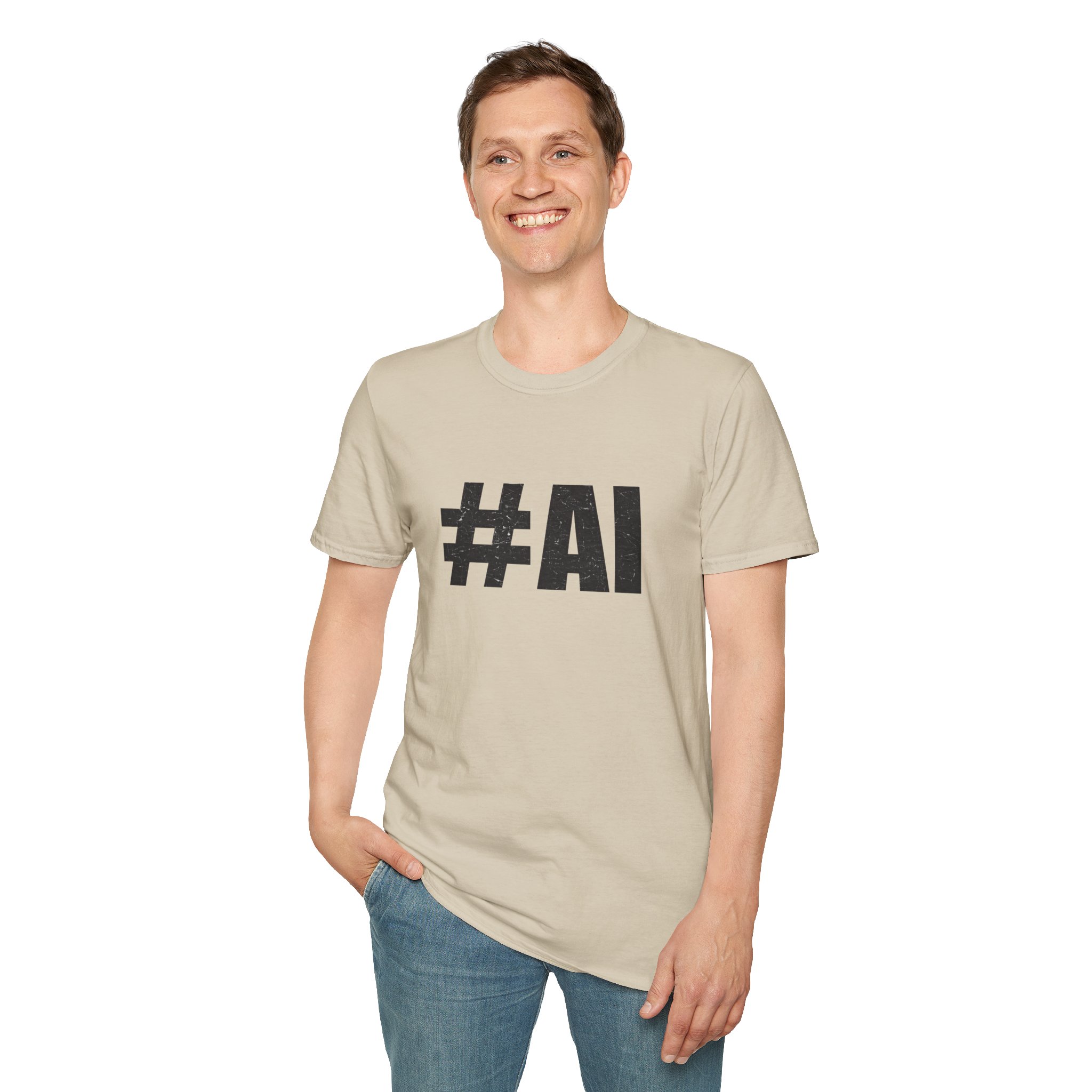 #AI Distressed Dark Minimalist Artificial Intelligence Graphic T-Shirt - Image 28