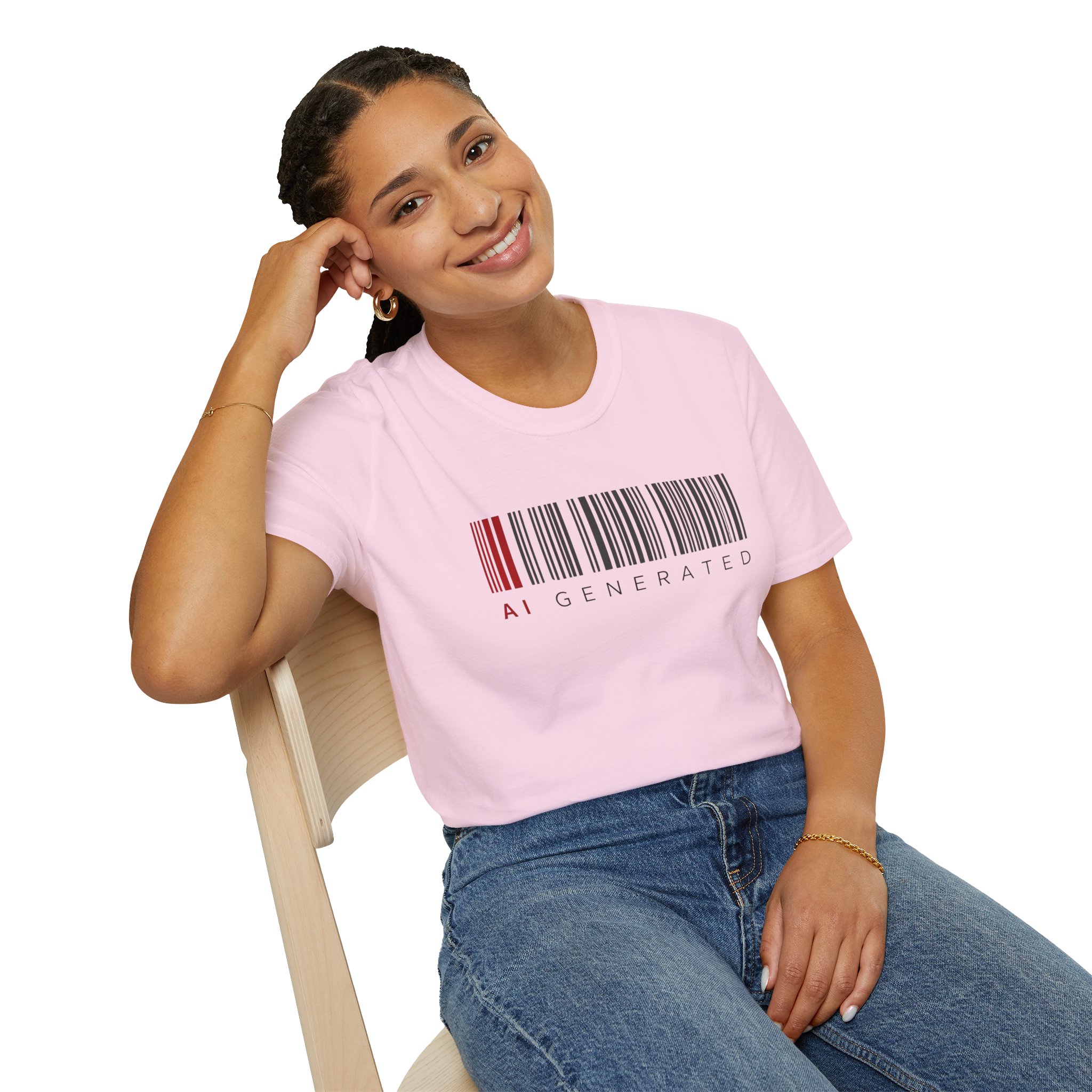 AI Generated Barcode Dark Minimalist Generative Art Graphic T-Shirt - Image 140