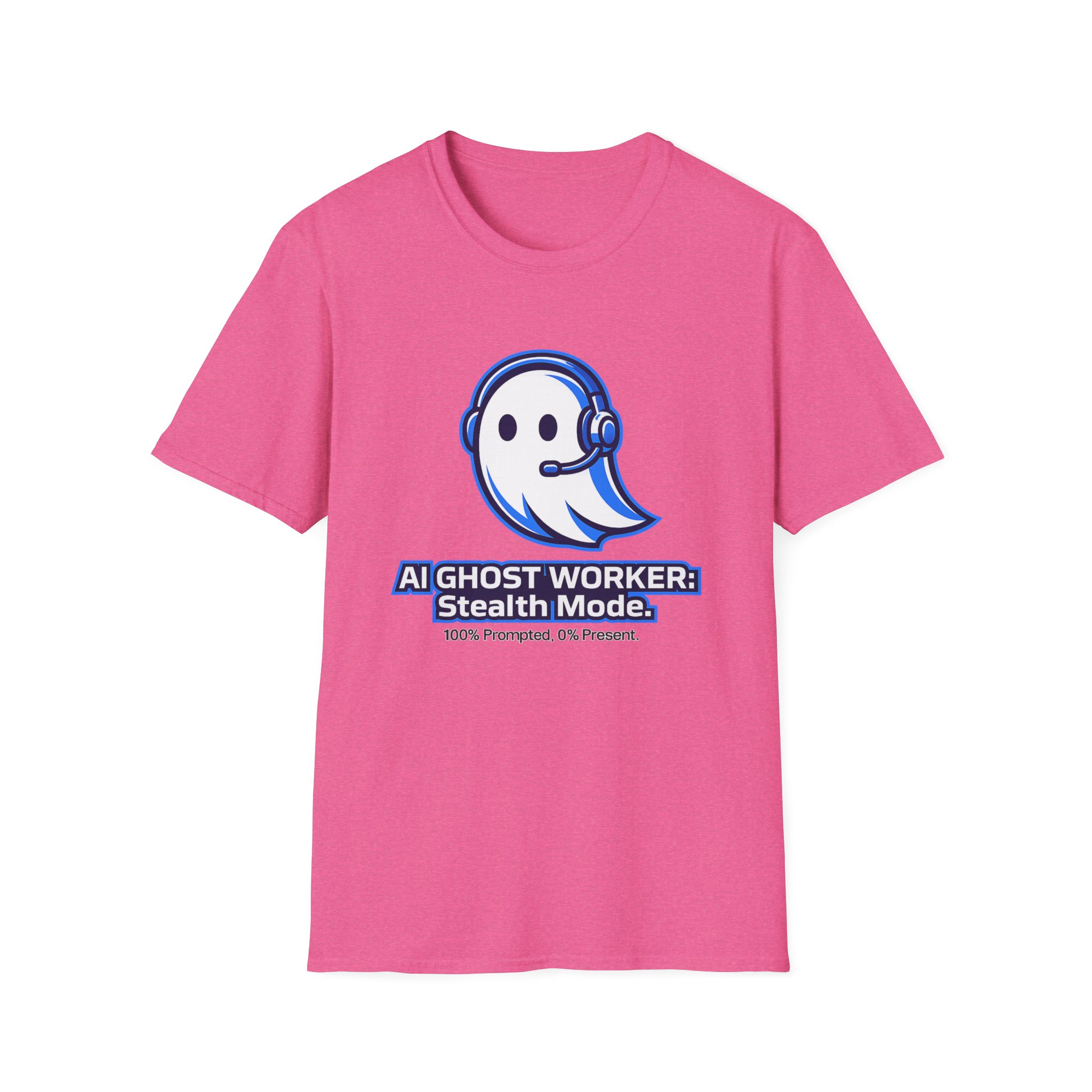 AI Ghost Worker Stealth Mode – 100% Prompted 0% Present Funny T-Shirt - Image 100