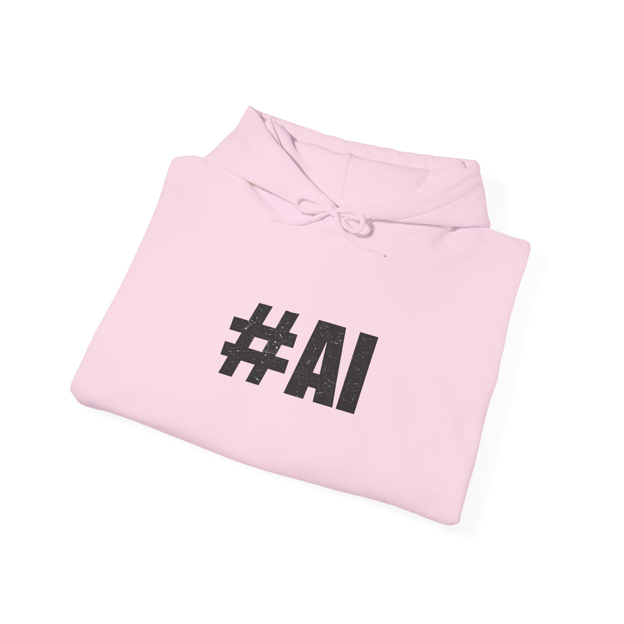 #AI Distressed Dark Minimalist Artificial Intelligence Pullover Hoodie - Image 100