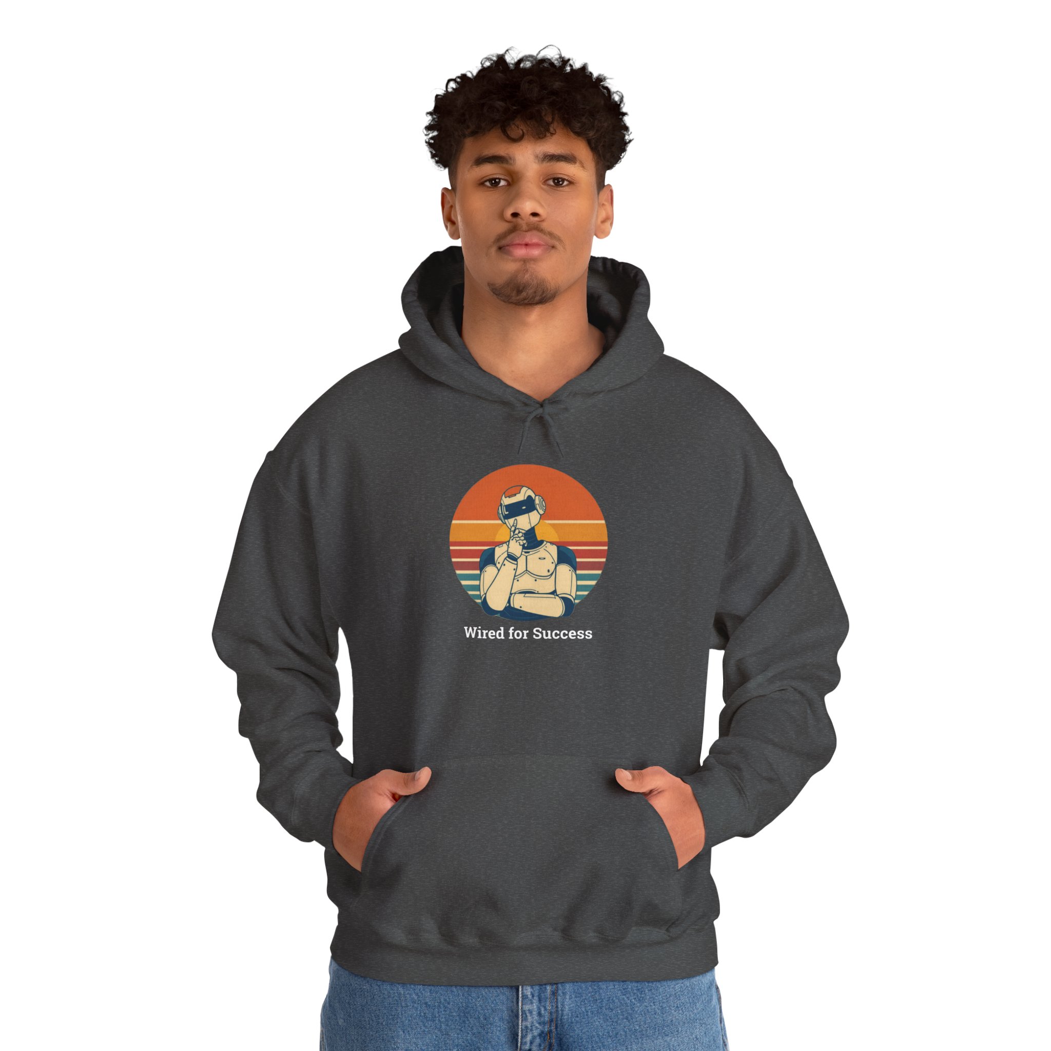 Wired for Success Retro Robot AI Hoodie Tech Gift Hooded Sweatshirt - Image 38