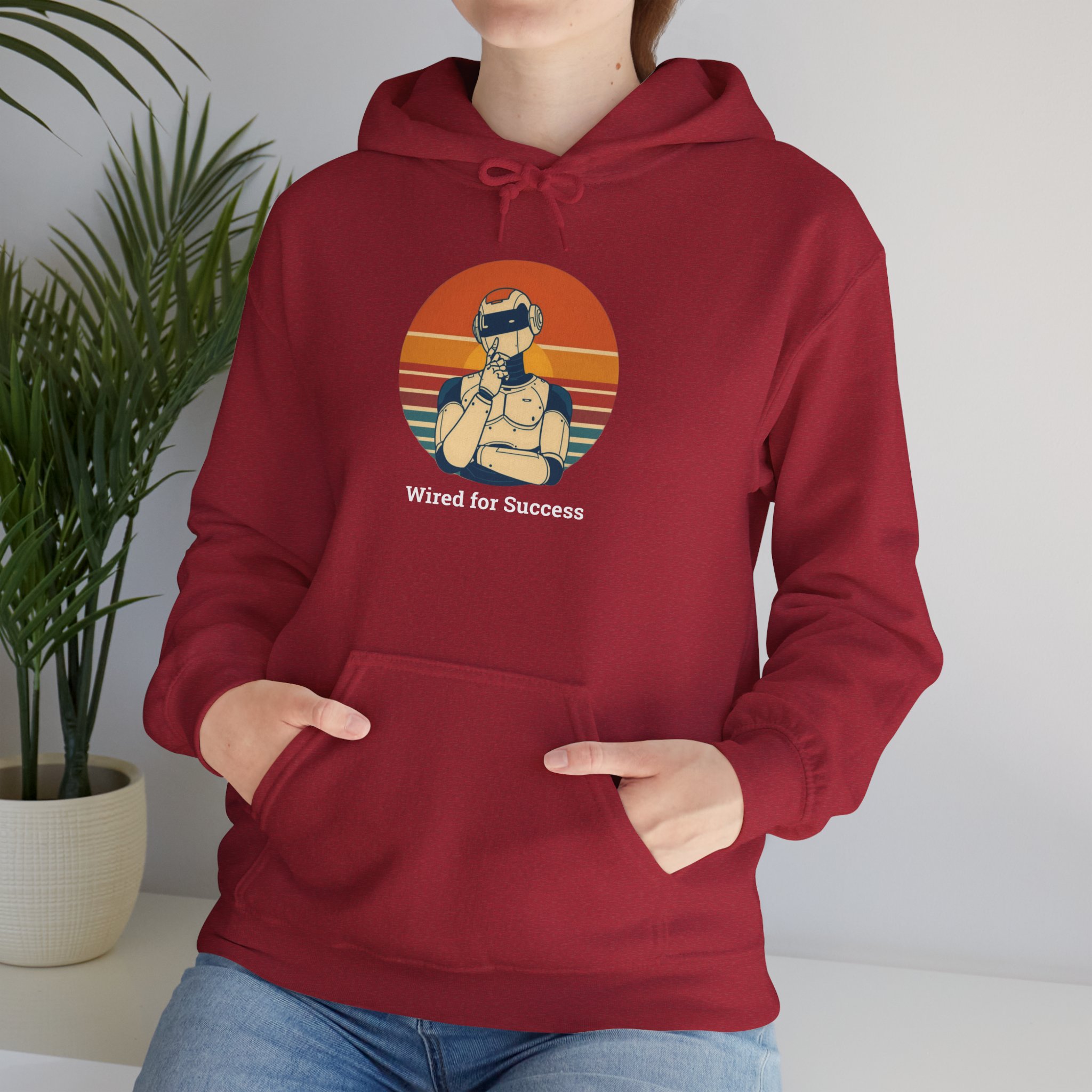 Wired for Success Retro Robot AI Hoodie Tech Gift Hooded Sweatshirt - Image 87