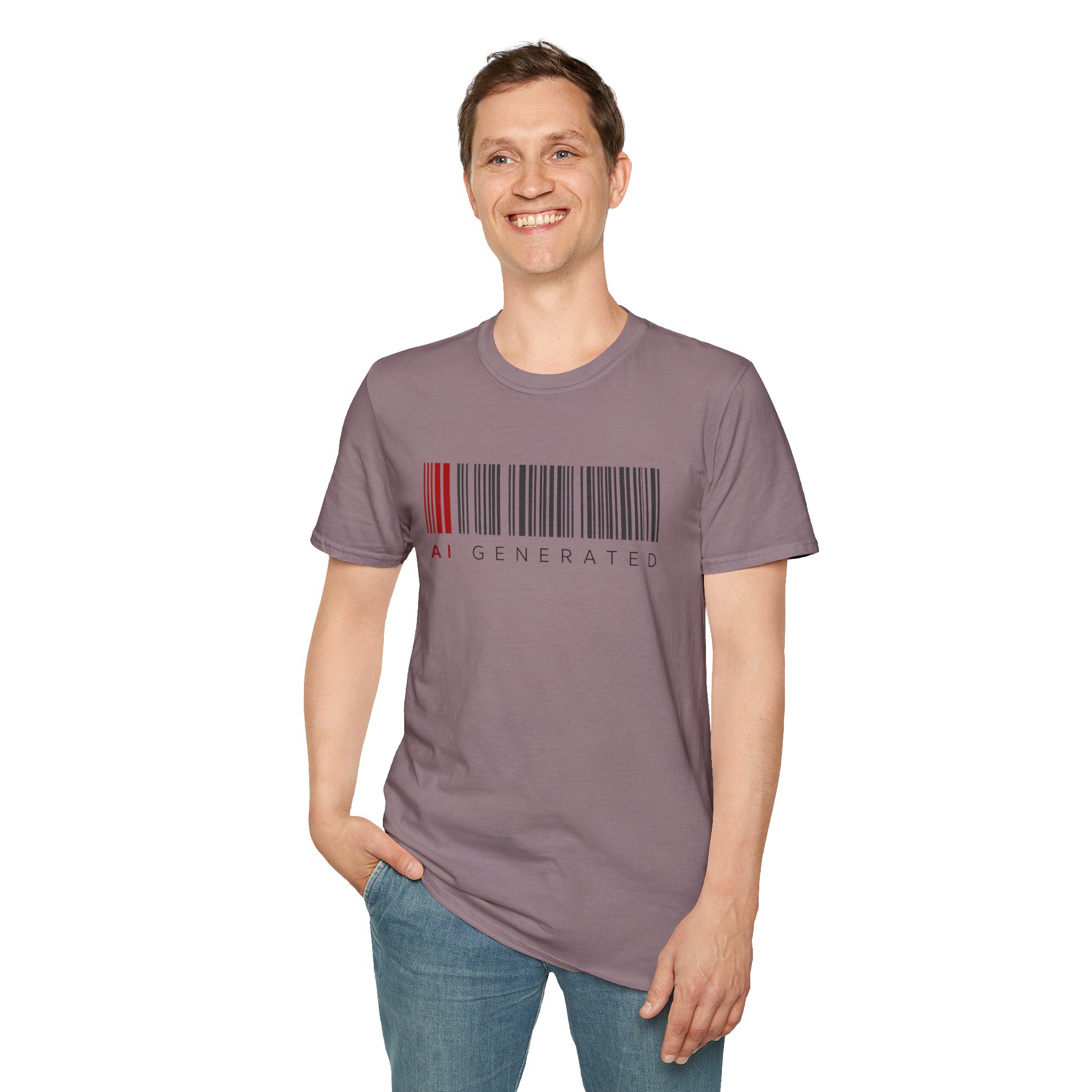 AI Generated Barcode Dark Minimalist Generative Art Graphic T-Shirt - Image 149