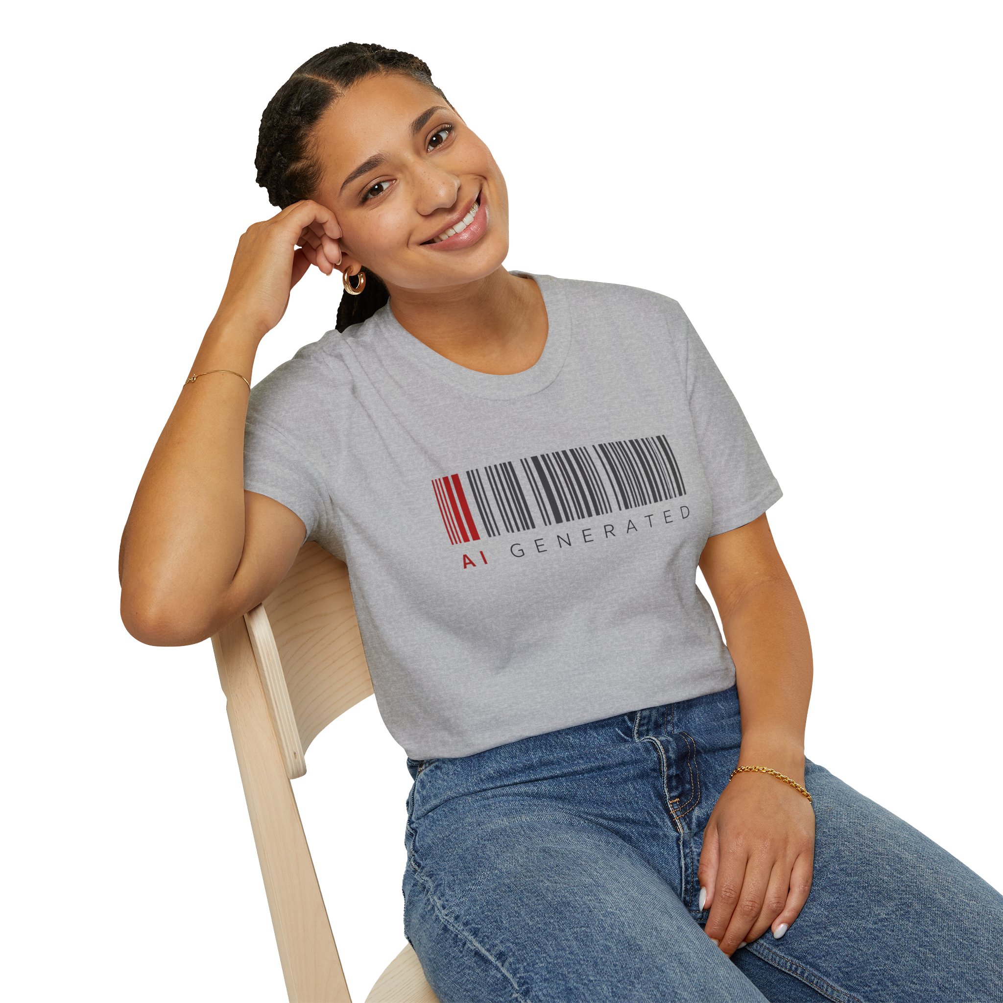 AI Generated Barcode Dark Minimalist Generative Art Graphic T-Shirt - Image 30