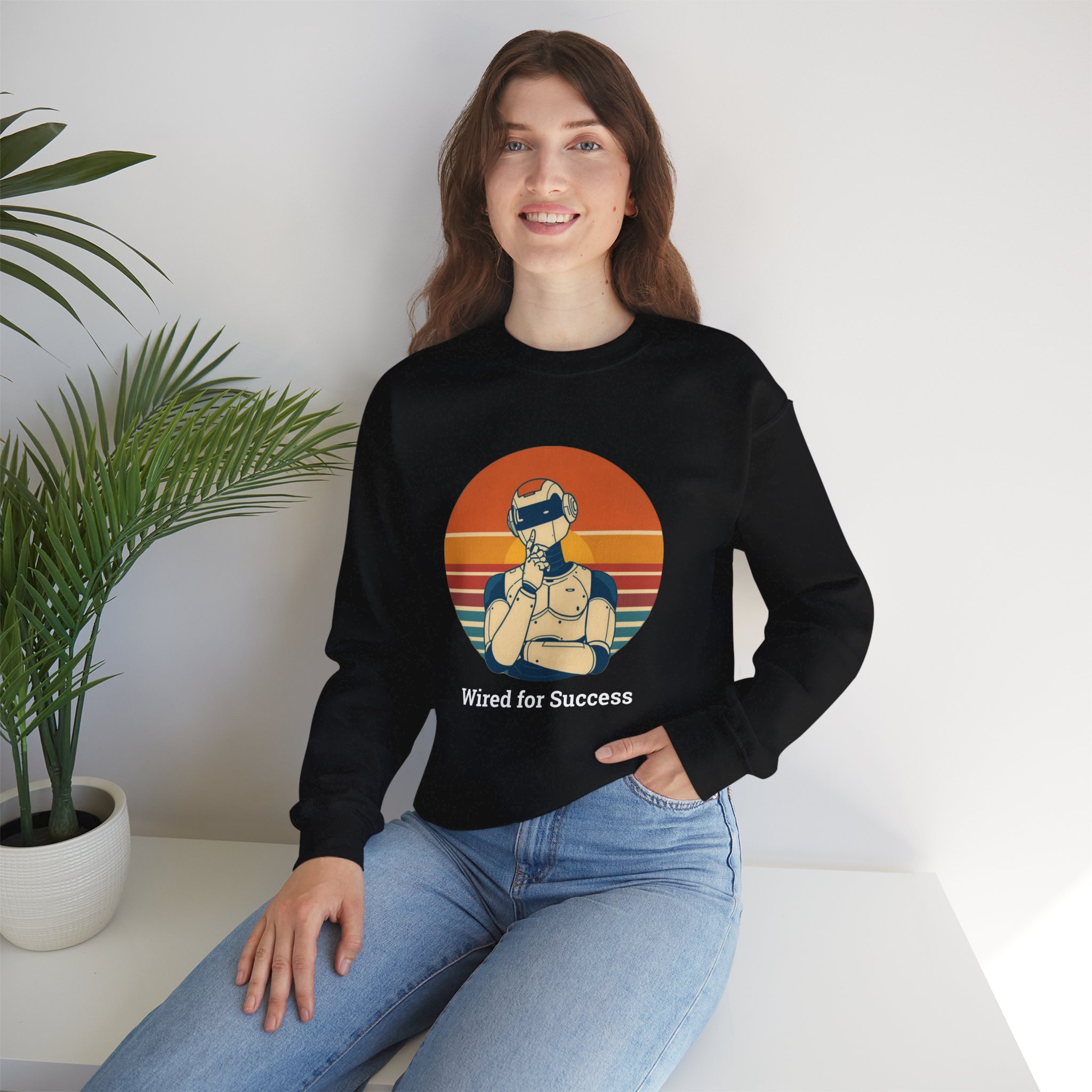Wired for Success Retro Robot Thinker AI Tech Sweatshirt Gift - Image 17