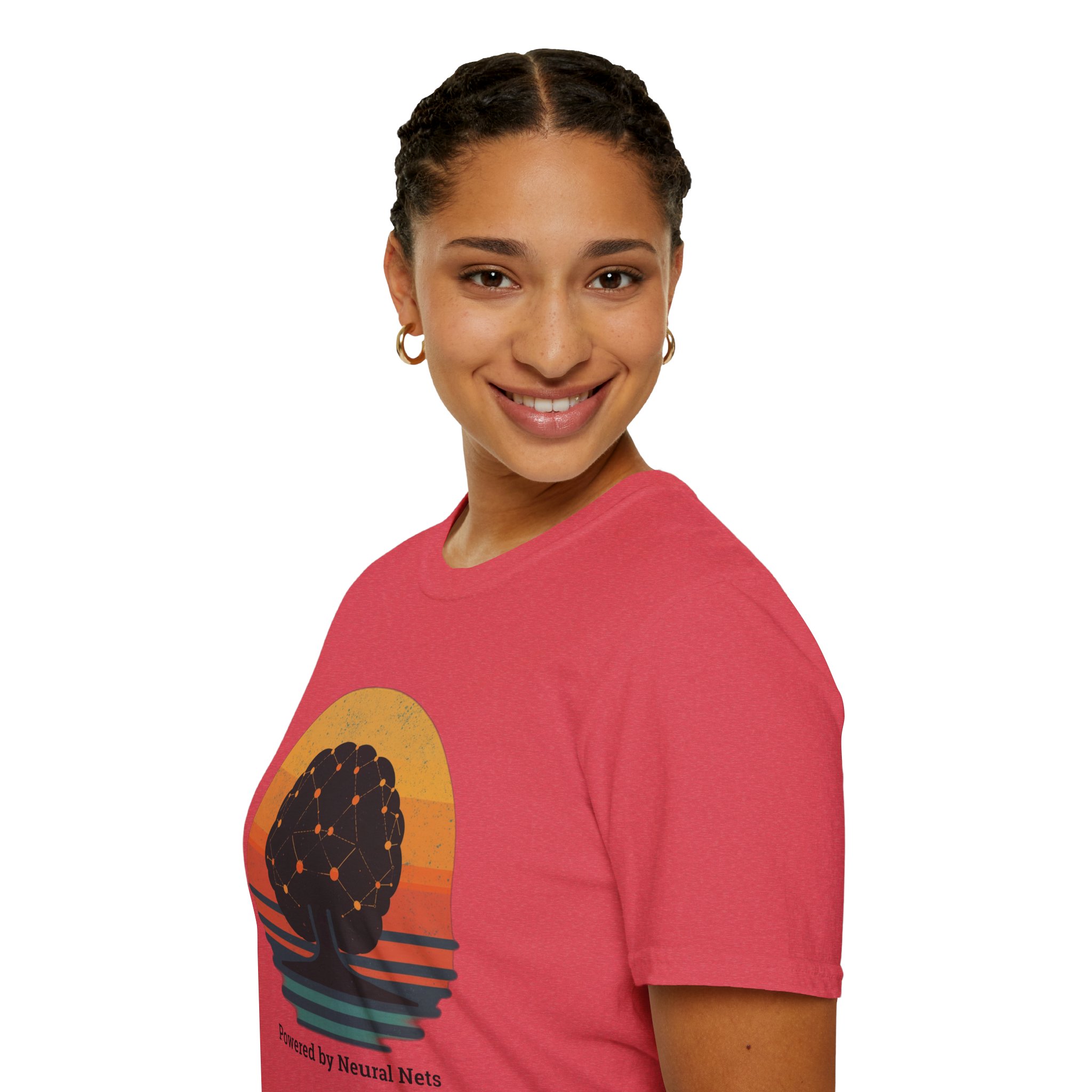 Powered by Neural Nets Retro Sunset Neural Network Tree AI T-Shirt - Image 140